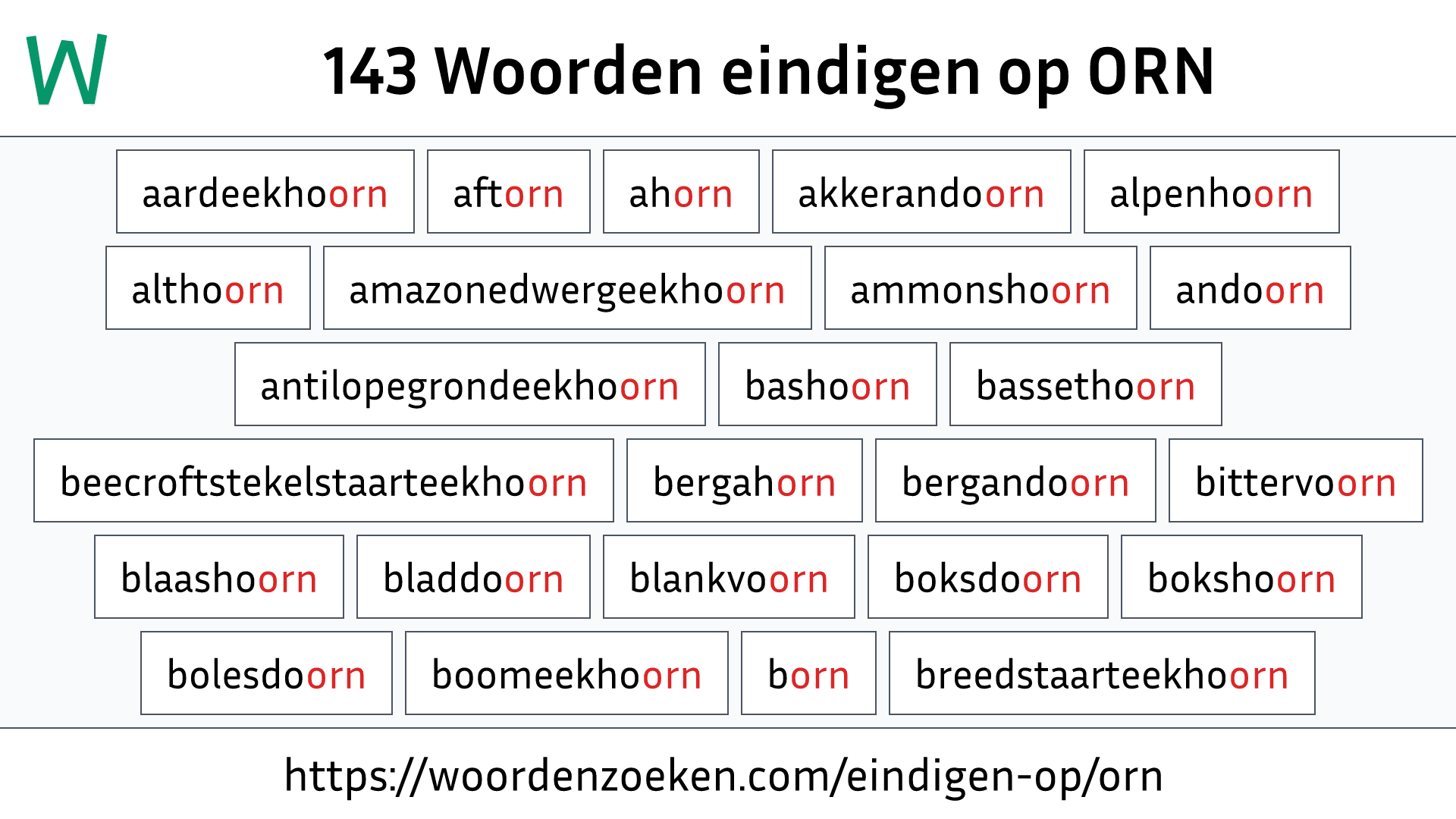 Woorden eindigen op ORN