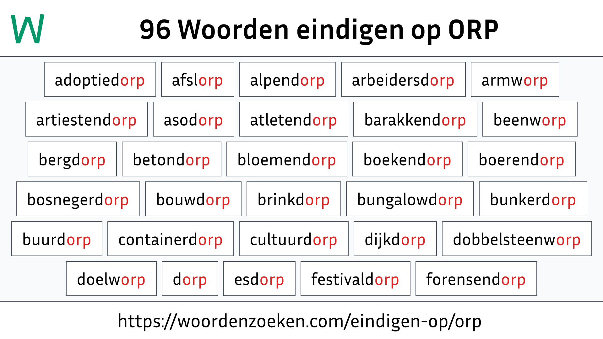 Woorden eindigen op ORP