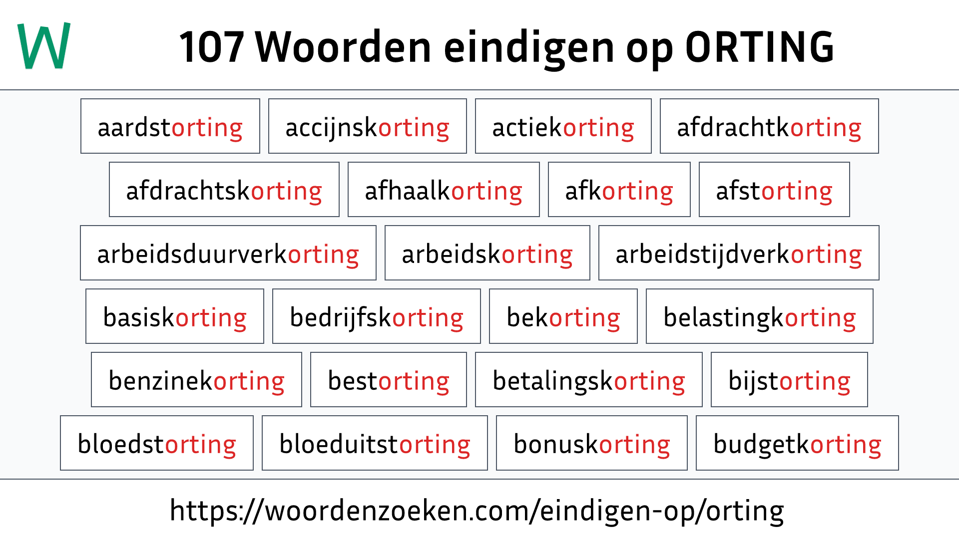 Woorden eindigen op ORTING