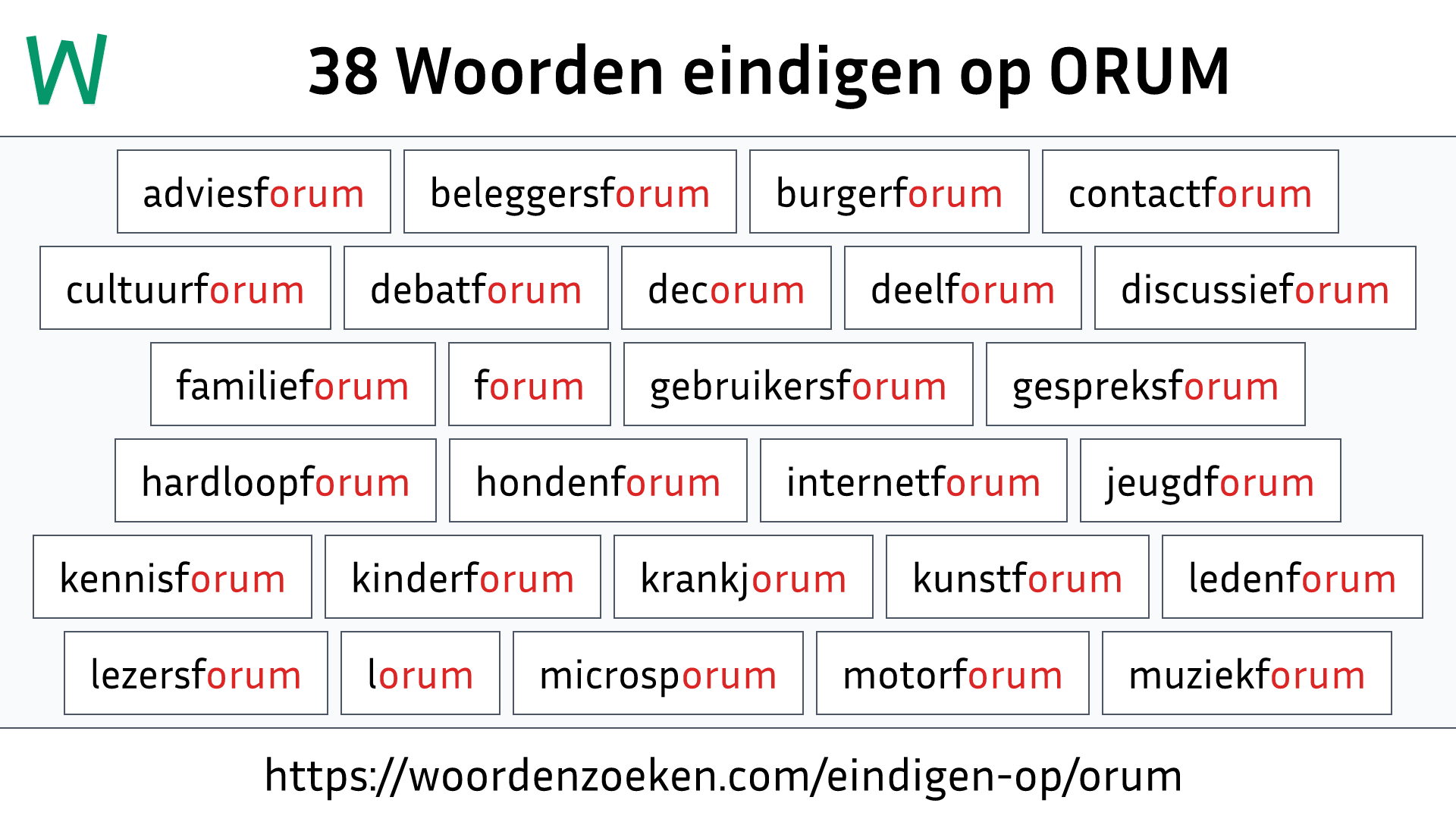 Woorden eindigen op ORUM