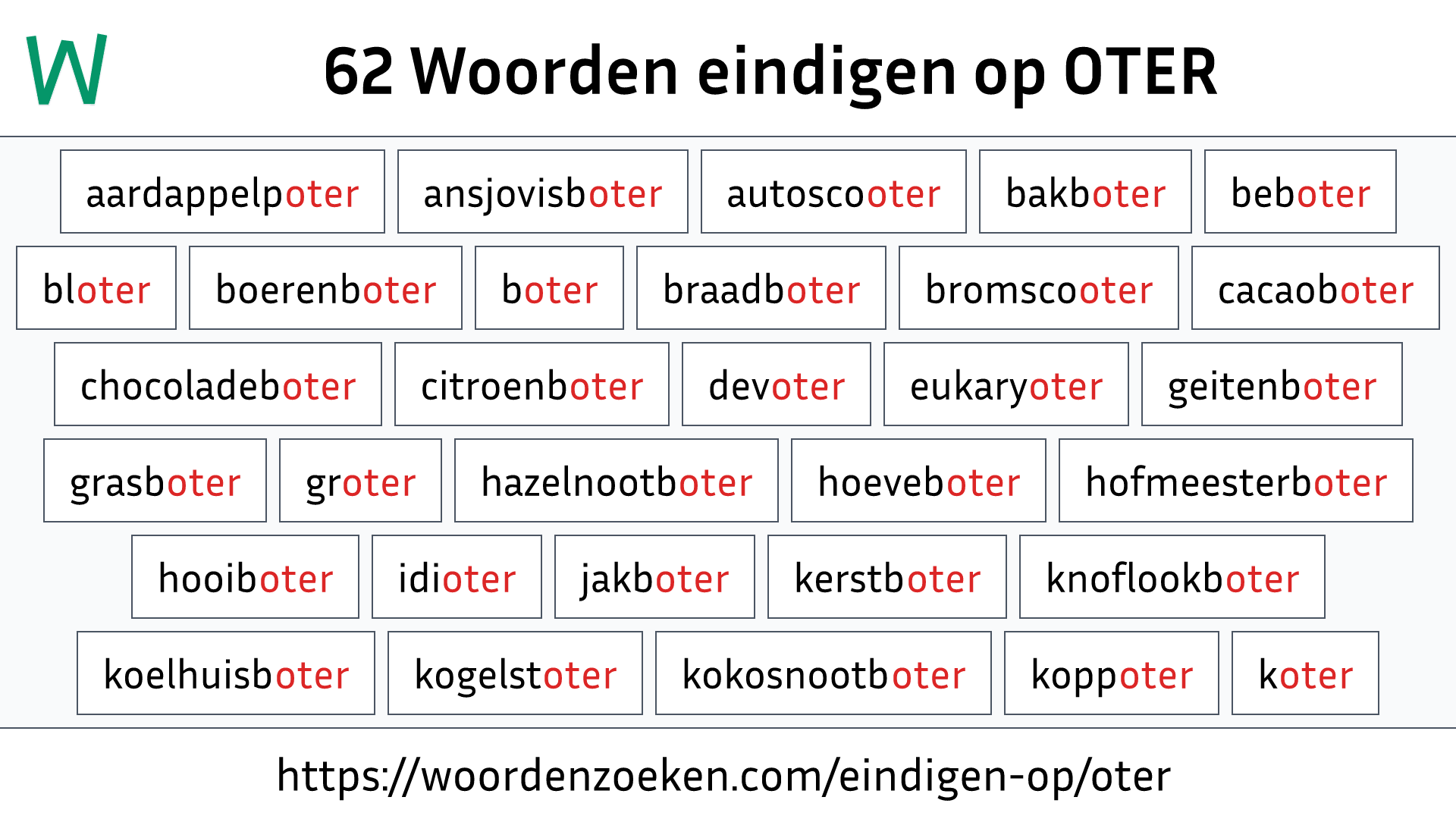 Woorden eindigen op OTER