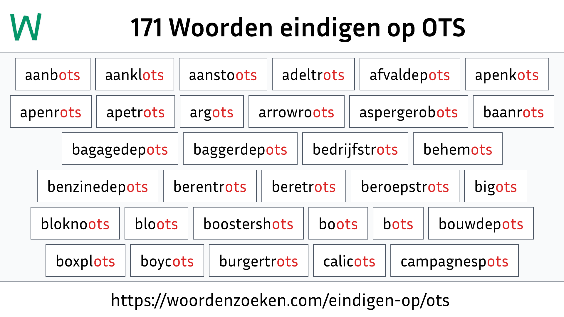 Woorden eindigen op OTS