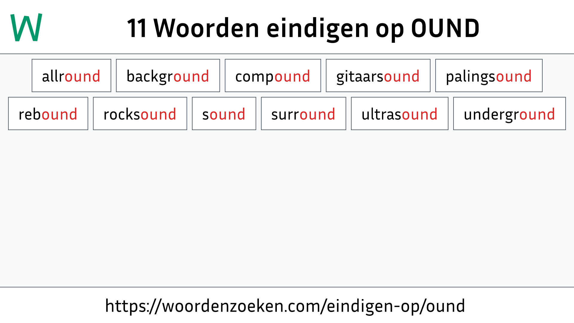 Woorden eindigen op OUND
