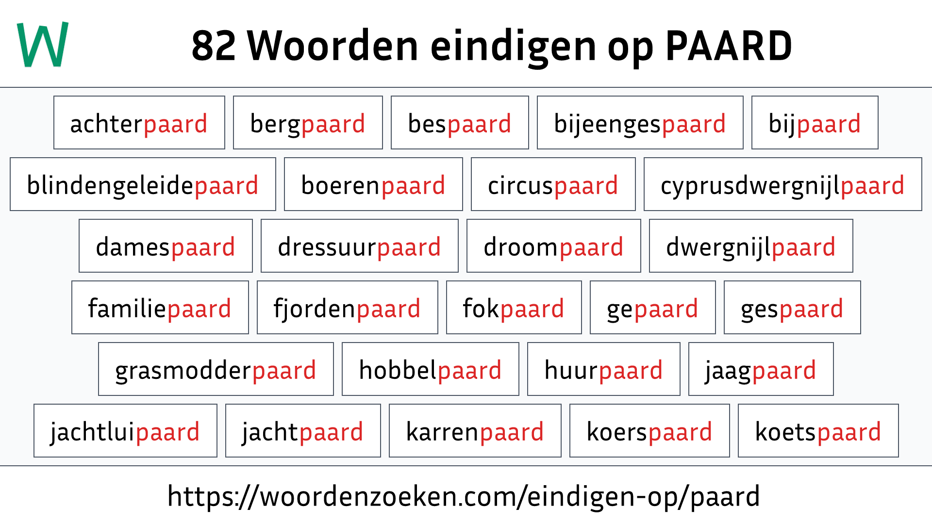 Woorden eindigen op PAARD