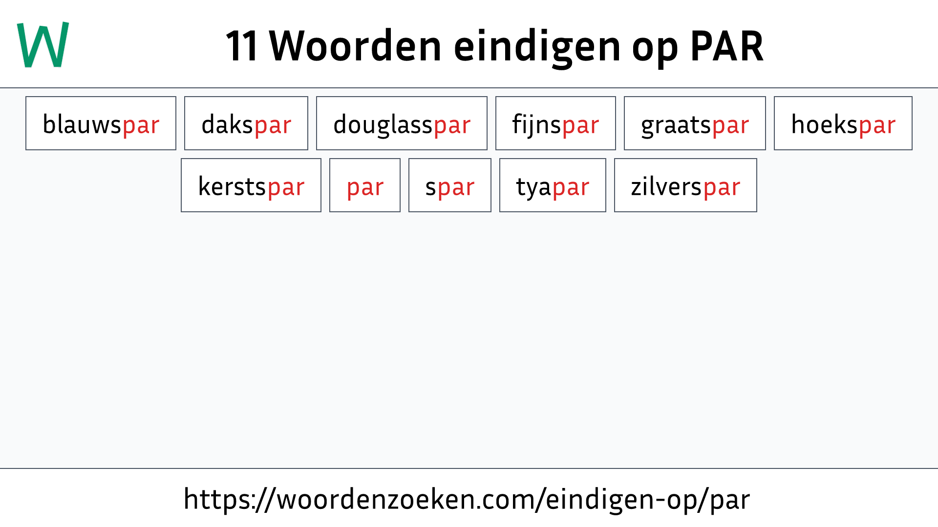 Woorden eindigen op PAR