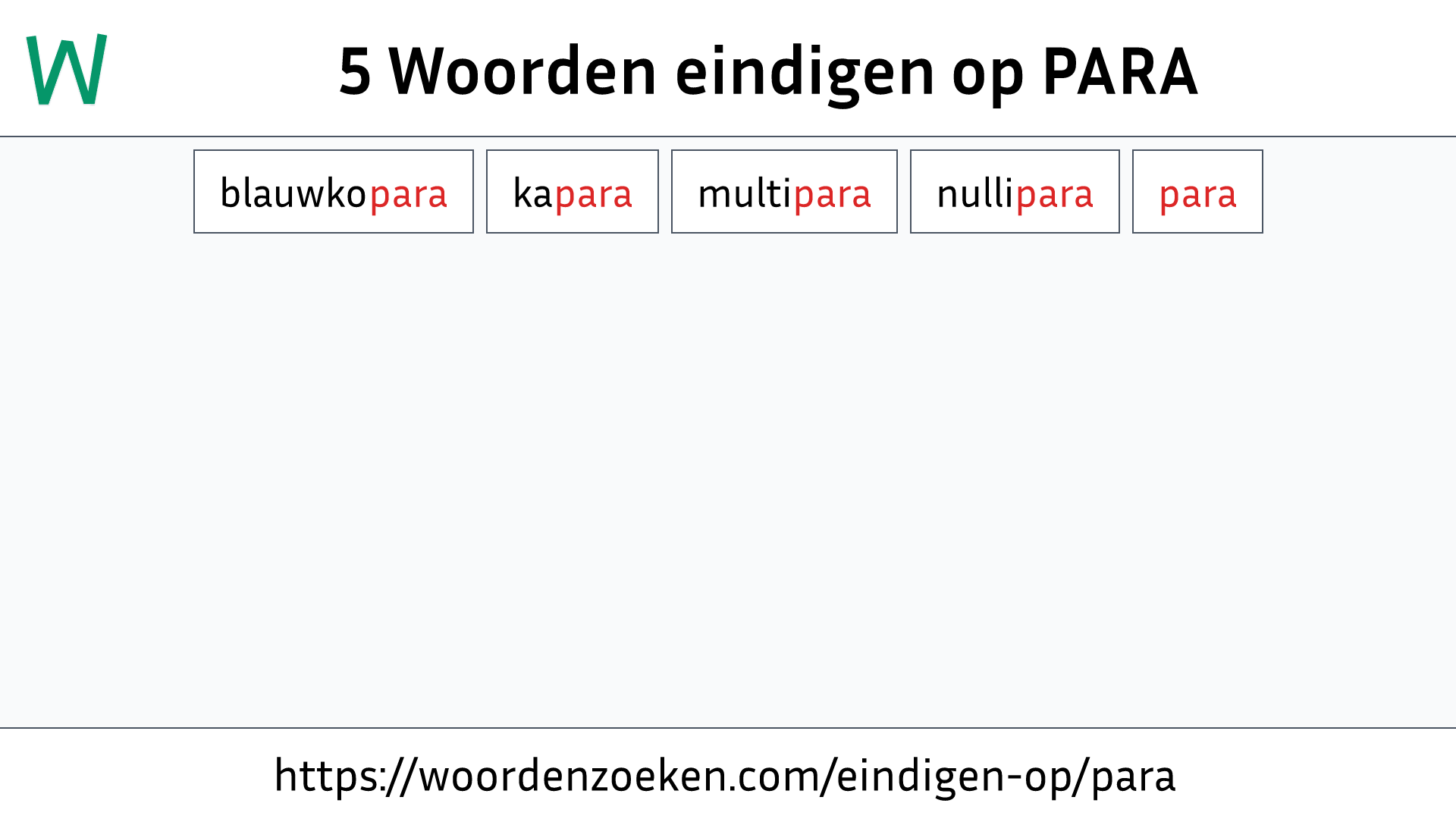 Woorden eindigen op PARA