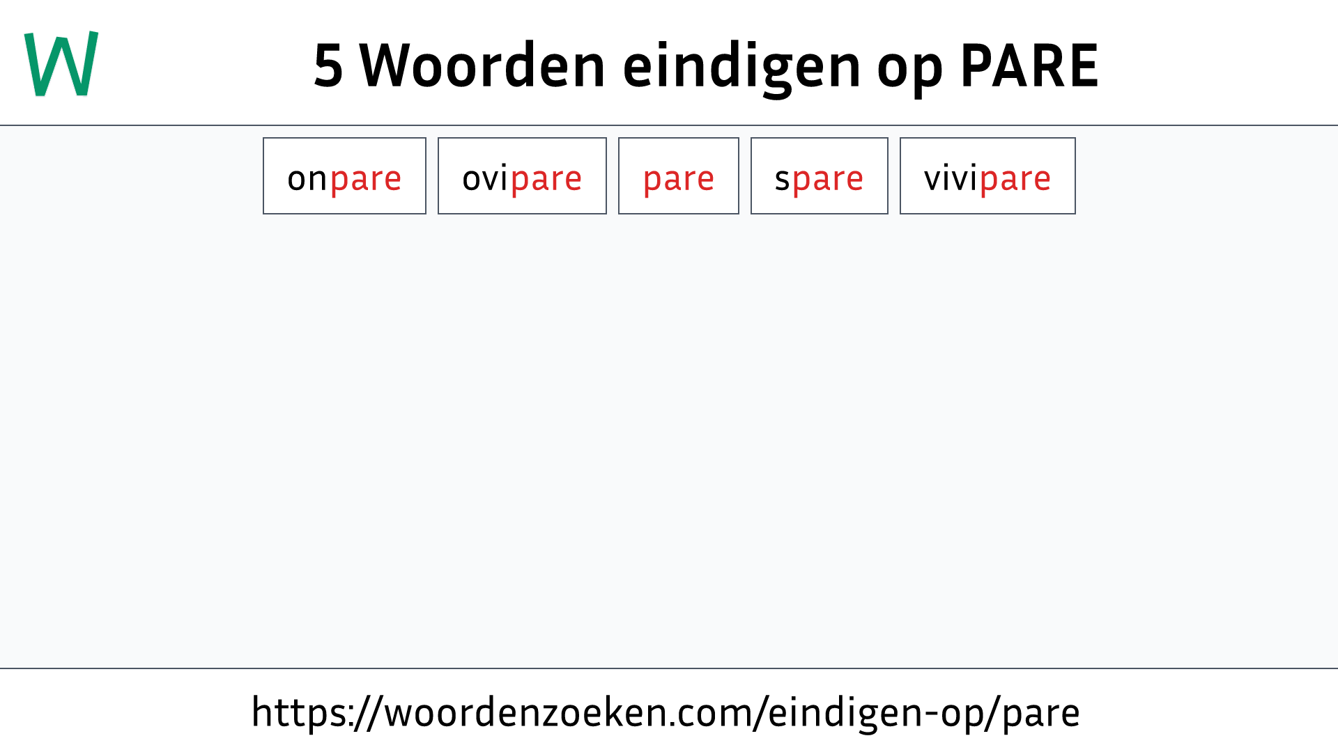 Woorden eindigen op PARE