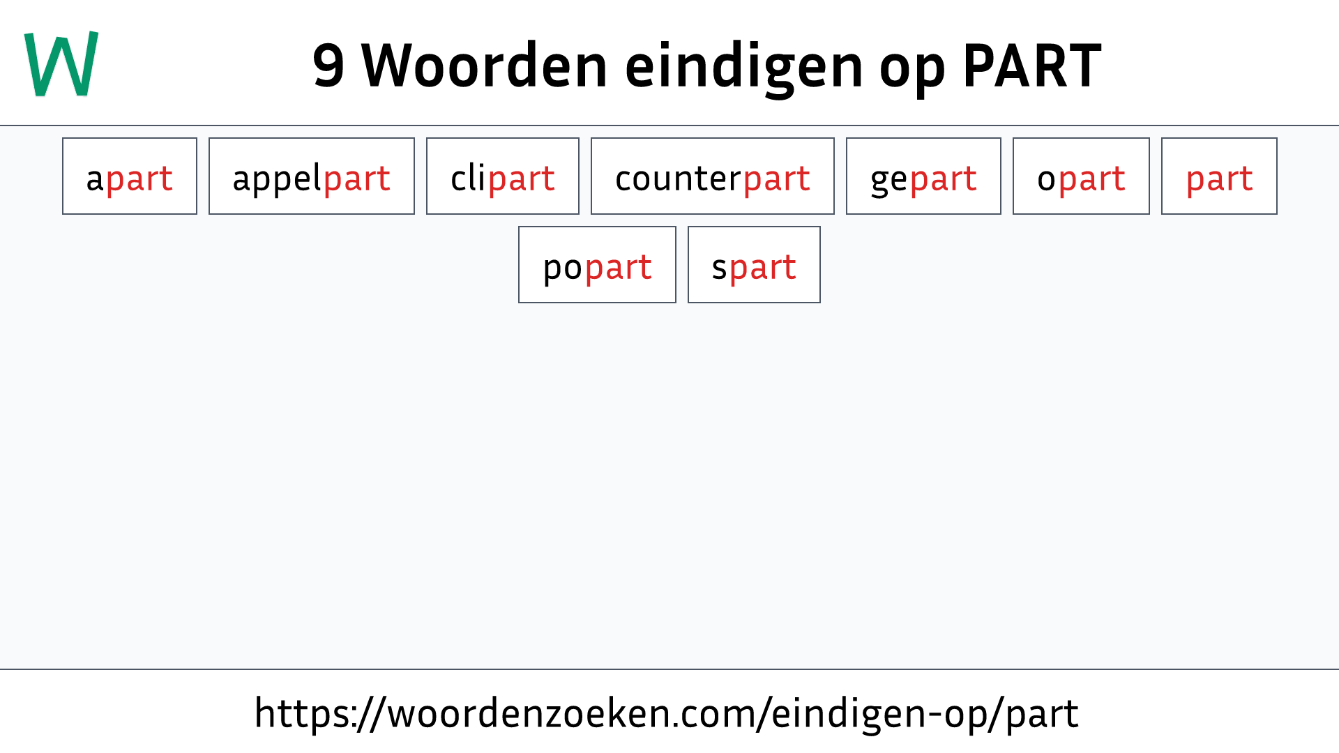 Woorden eindigen op PART