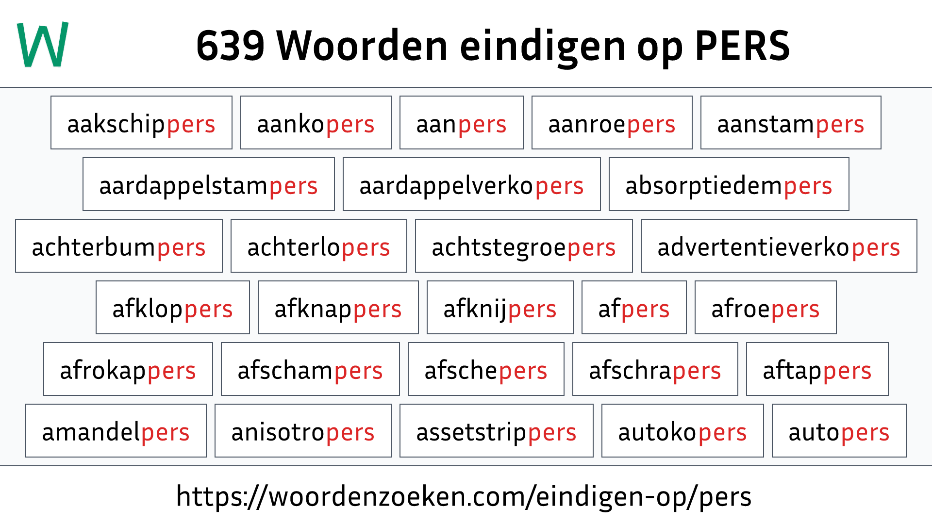 Woorden eindigen op PERS