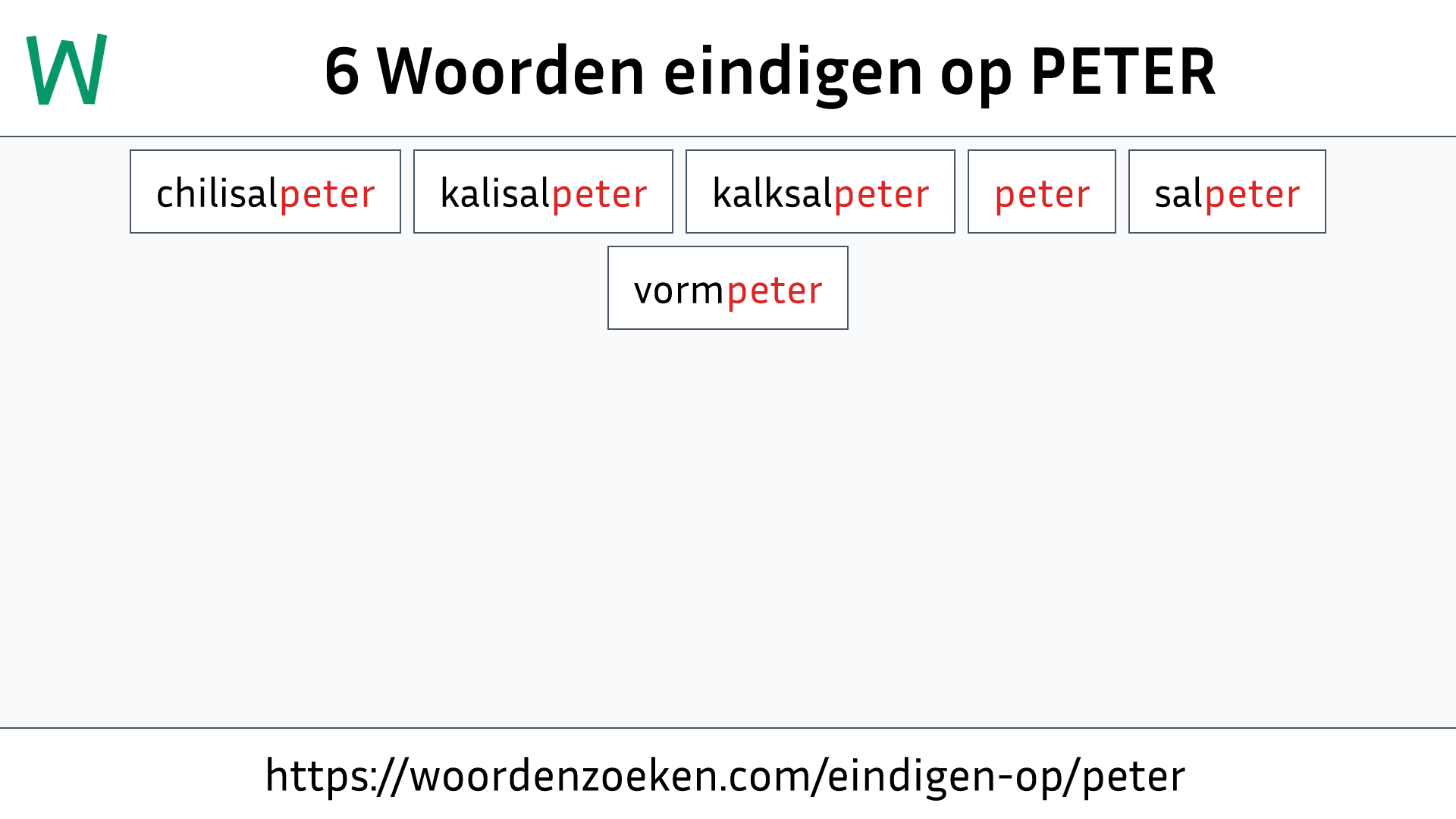 Woorden eindigen op PETER