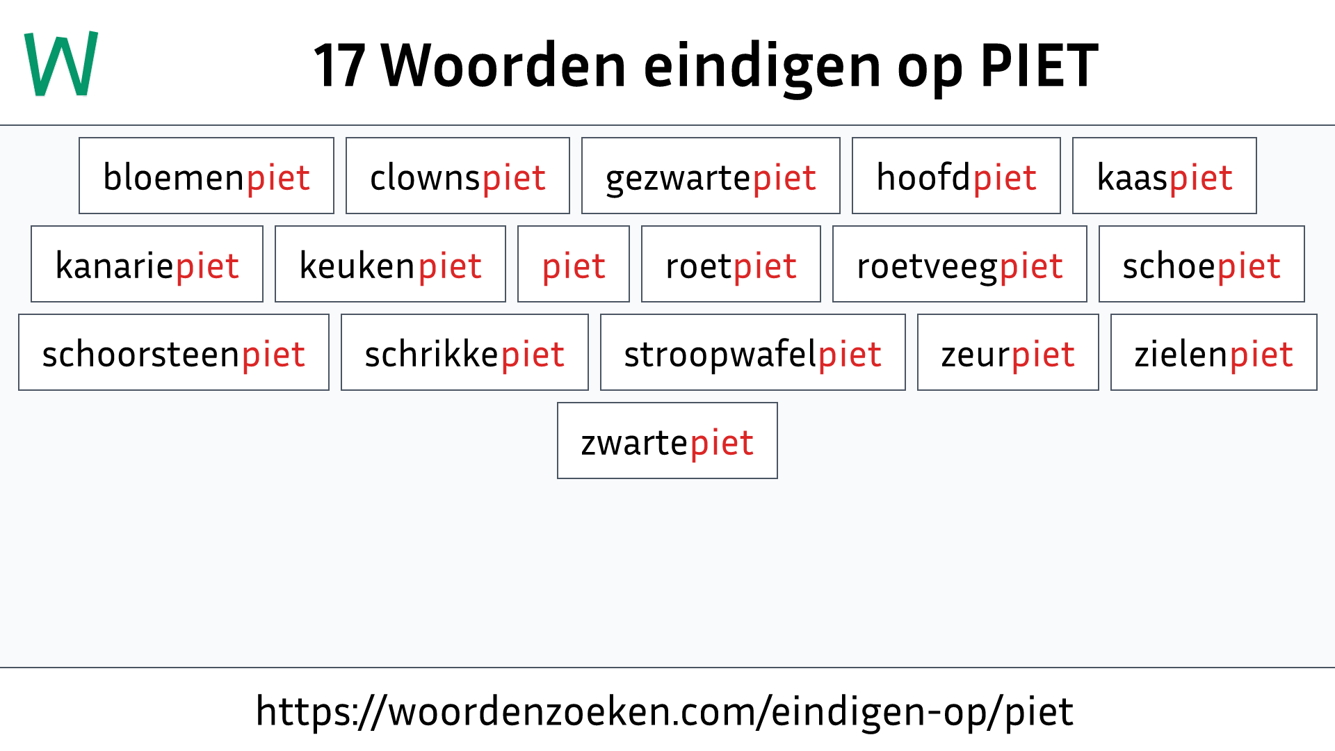 Woorden eindigen op PIET