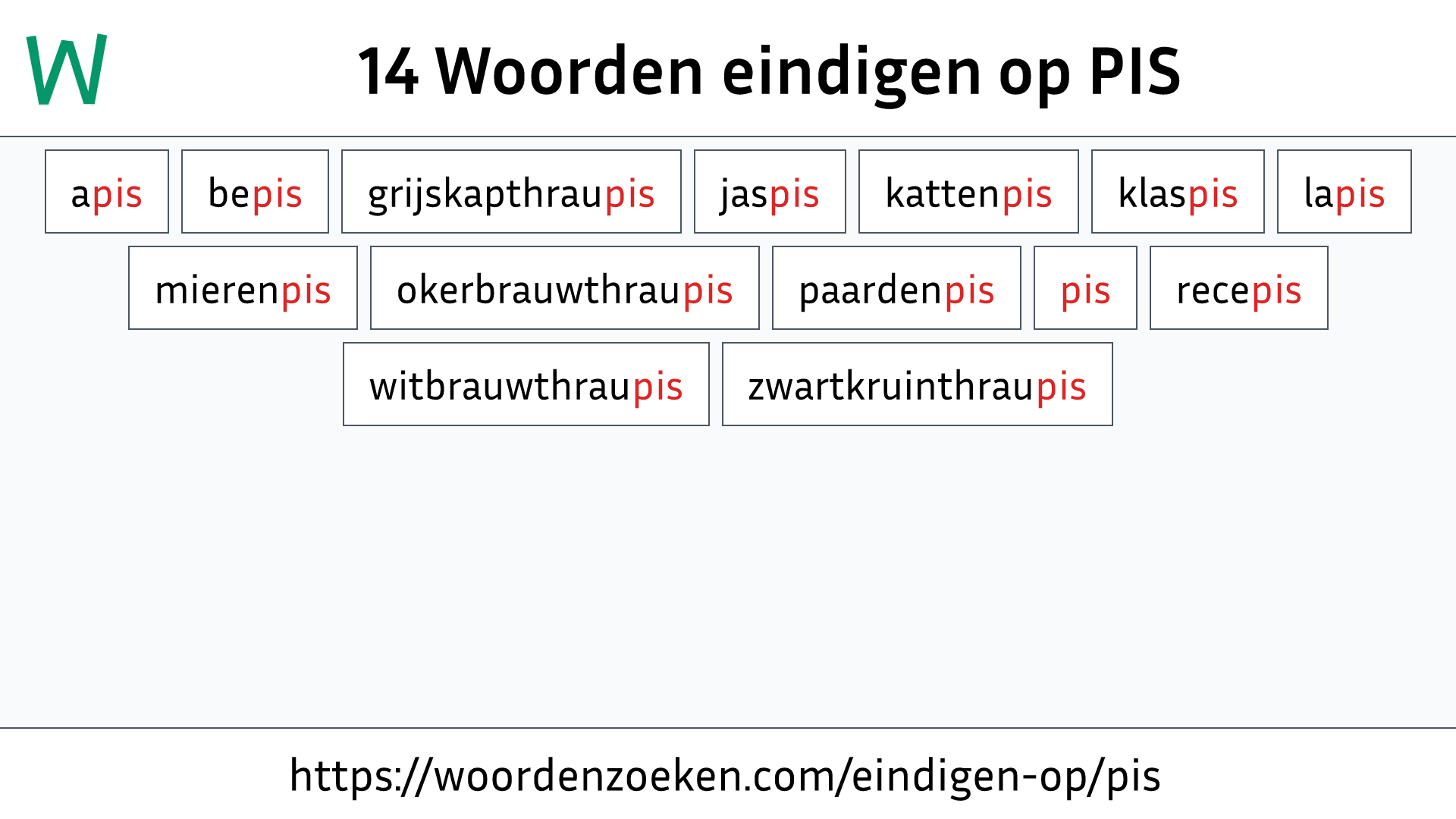 Woorden eindigen op PIS