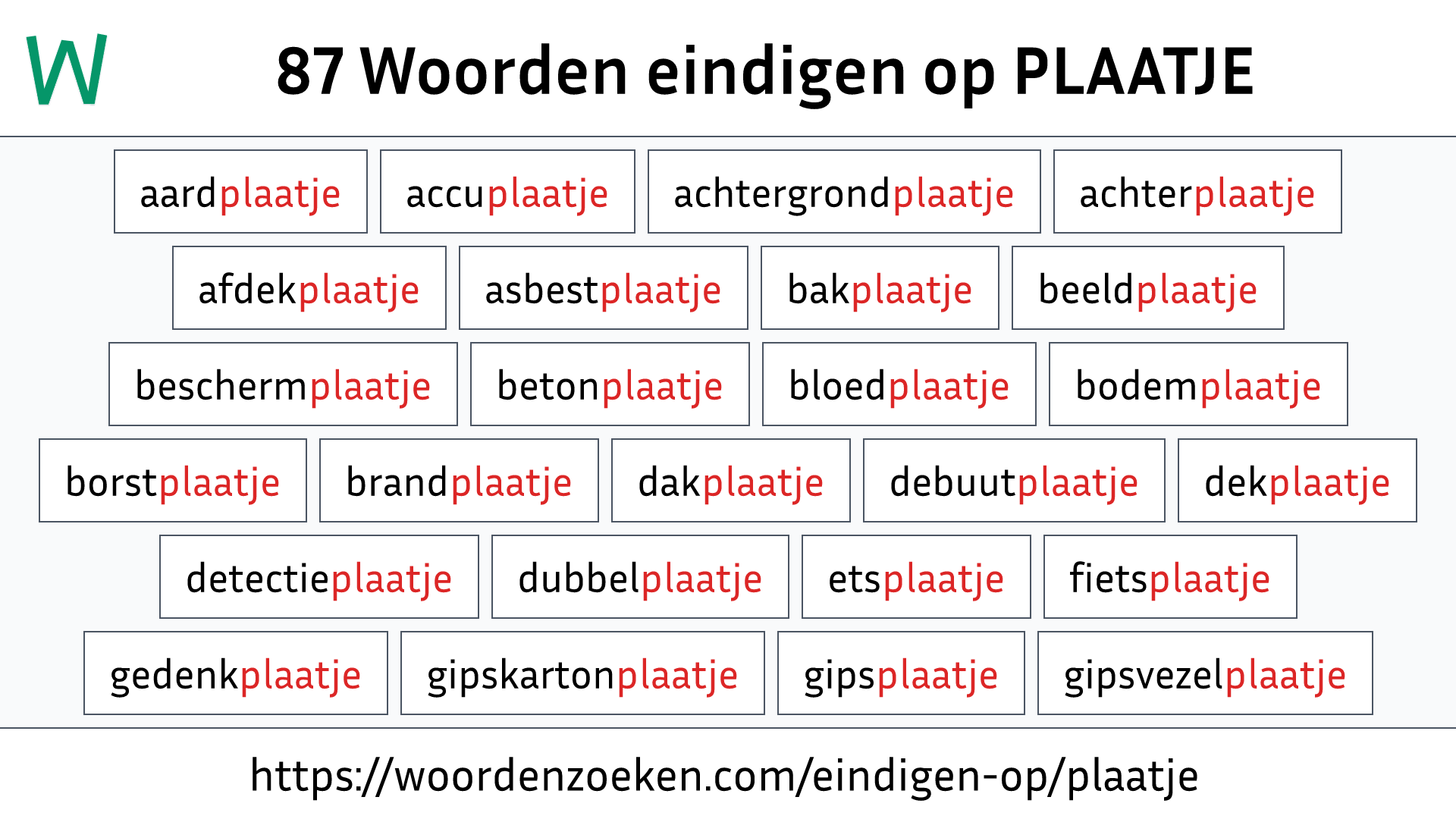 Woorden eindigen op PLAATJE