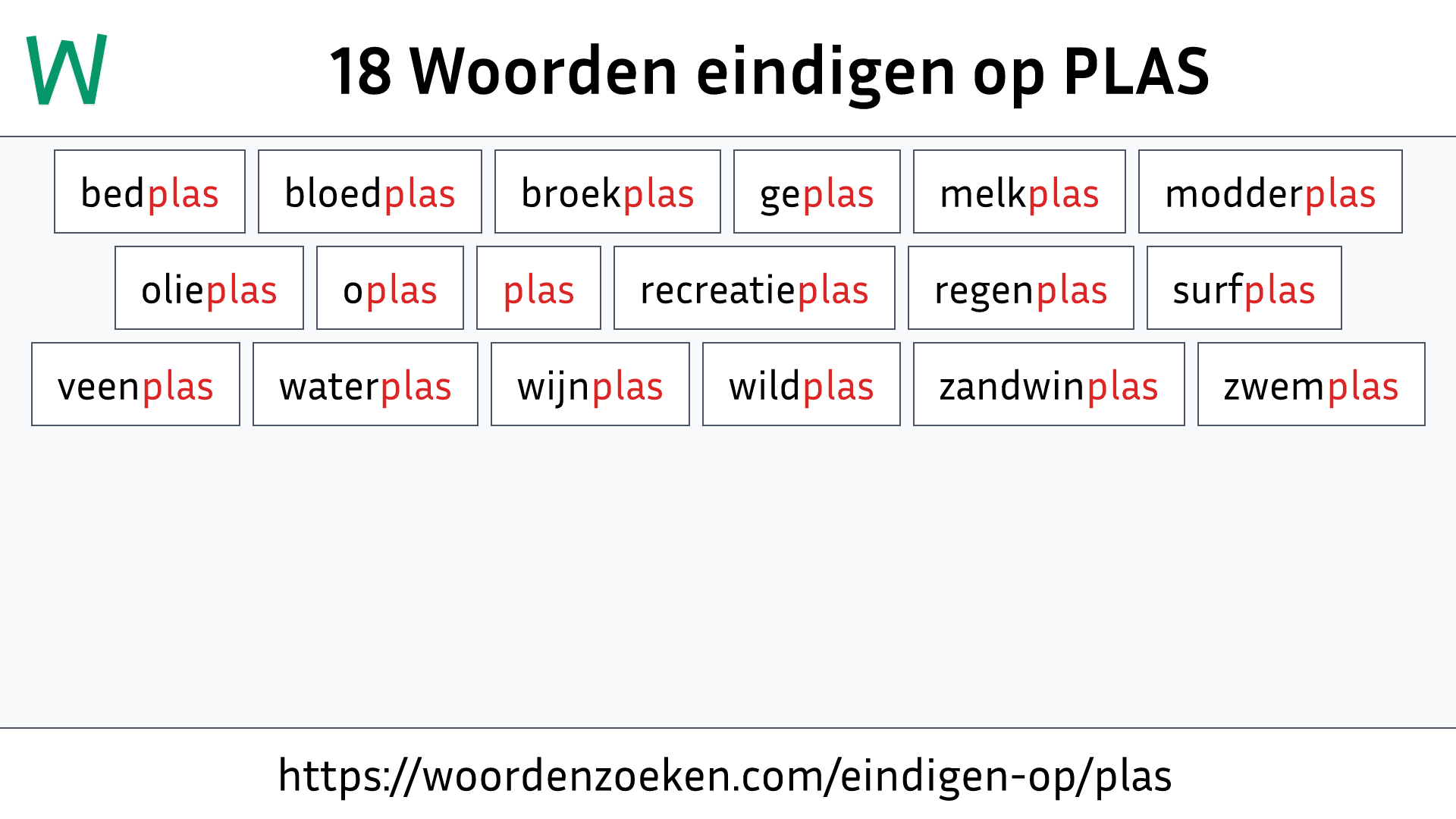 Woorden eindigen op PLAS