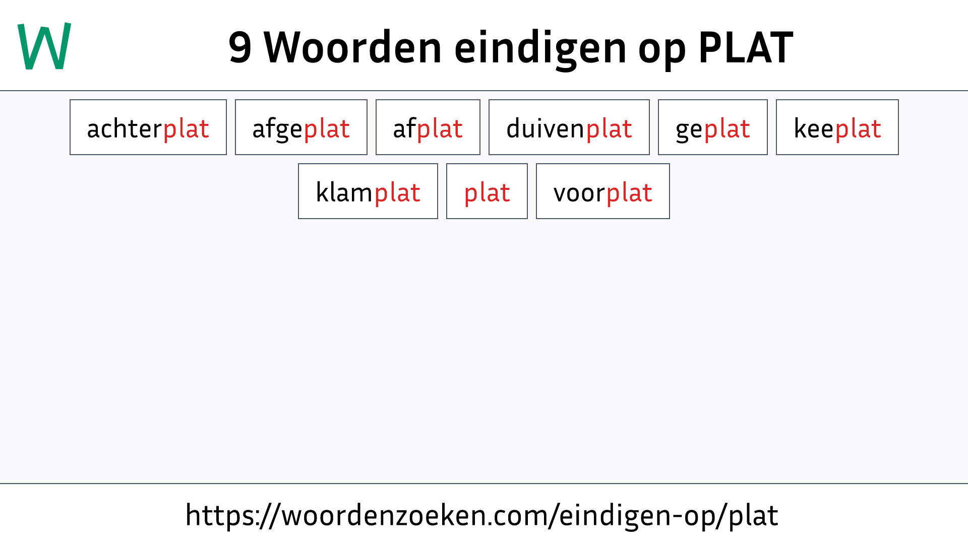 Woorden eindigen op PLAT