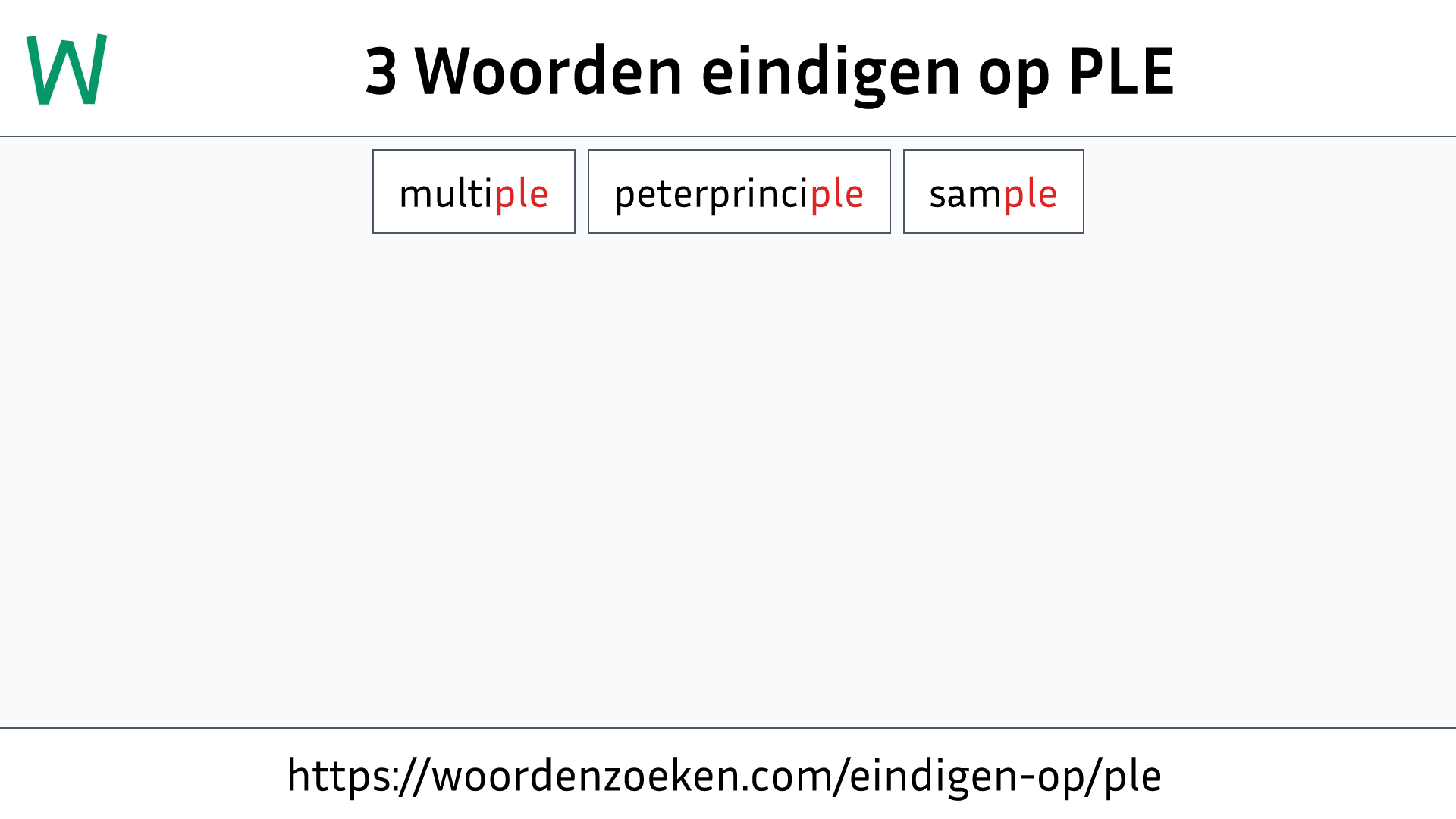 Woorden eindigen op PLE