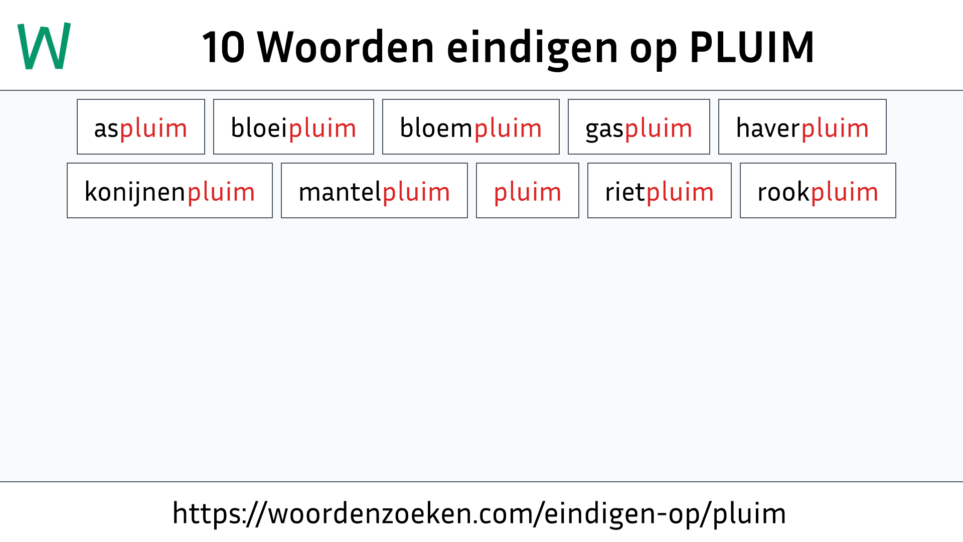 Woorden eindigen op PLUIM