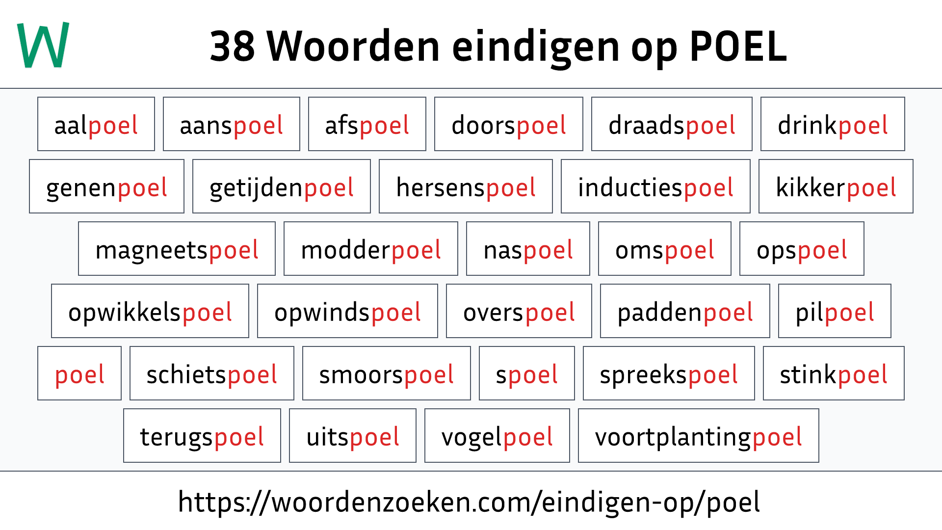 Woorden eindigen op POEL