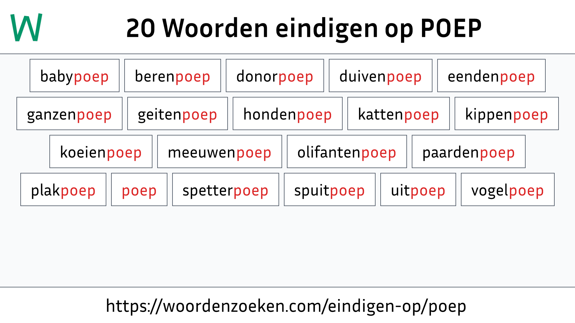 Woorden eindigen op POEP