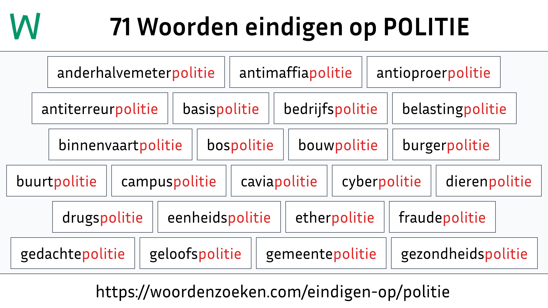 Woorden eindigen op POLITIE