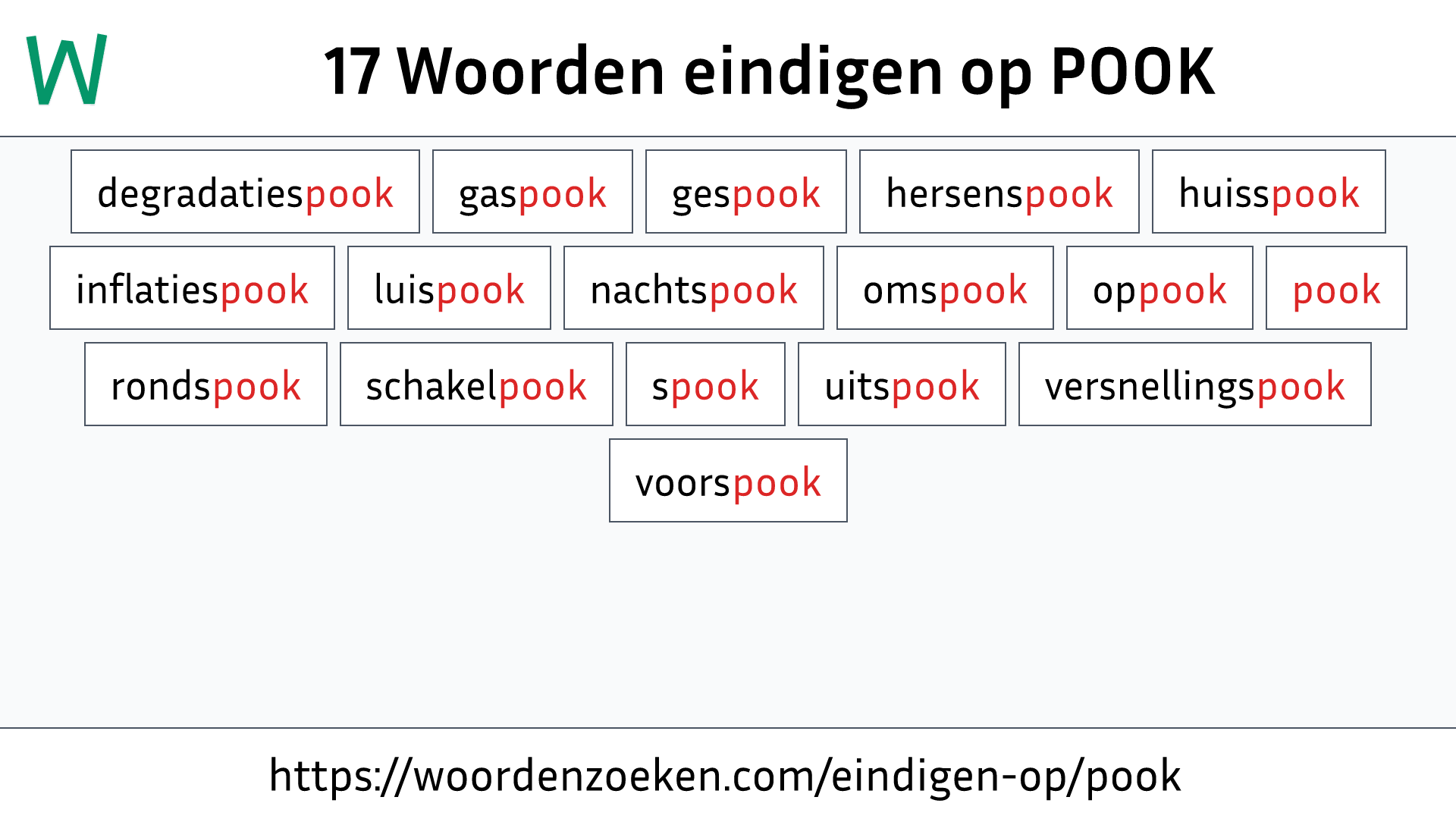 Woorden eindigen op POOK