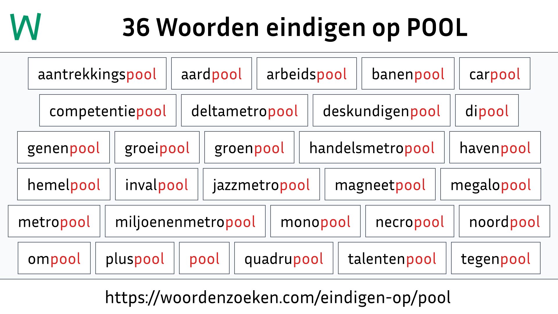 Woorden eindigen op POOL