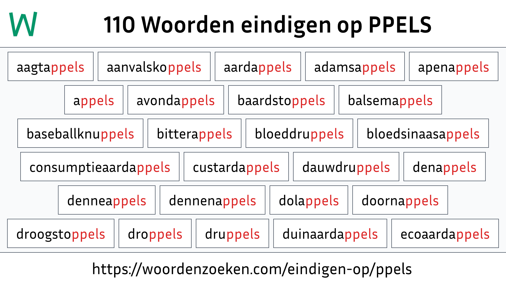 Woorden eindigen op PPELS