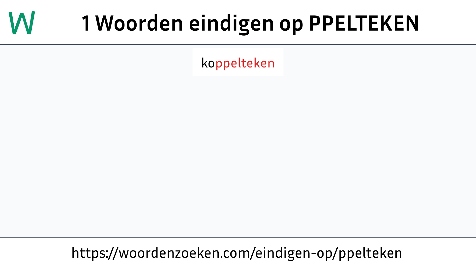 Woorden eindigen op PPELTEKEN