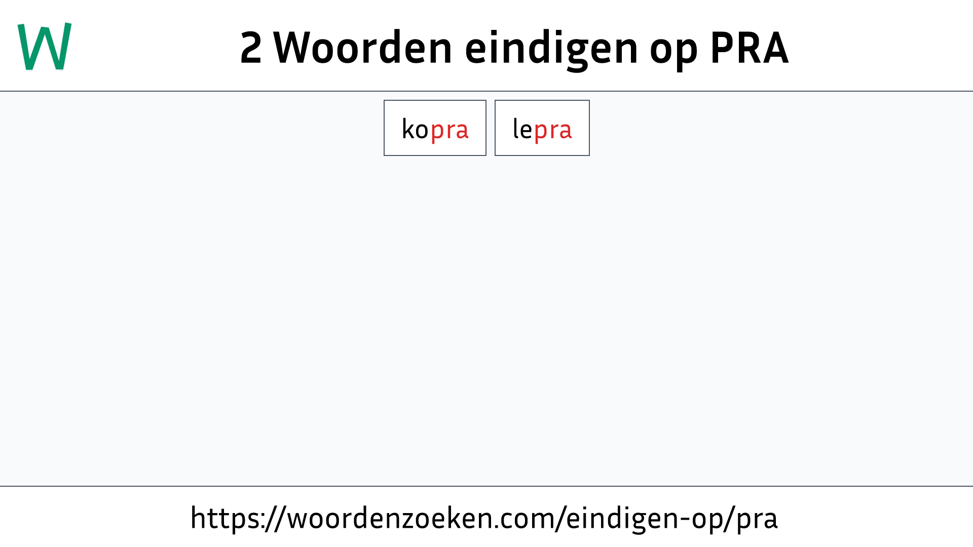 Woorden eindigen op PRA