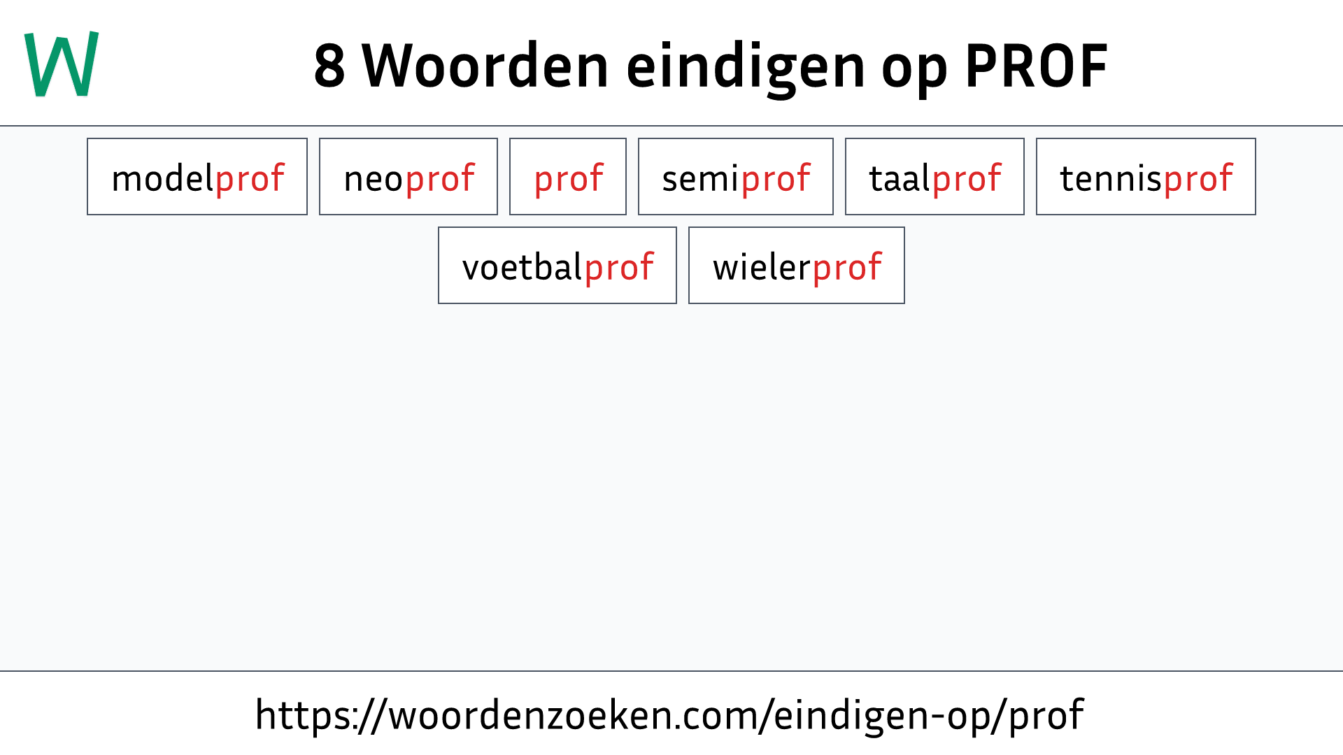 Woorden eindigen op PROF