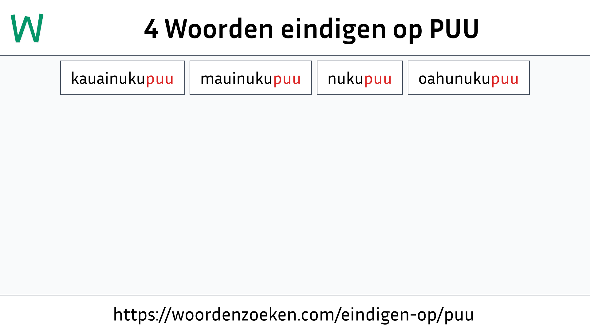 Woorden eindigen op PUU