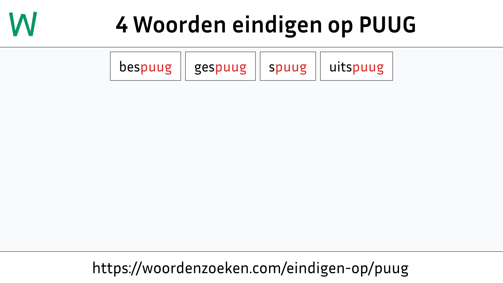 Woorden eindigen op PUUG
