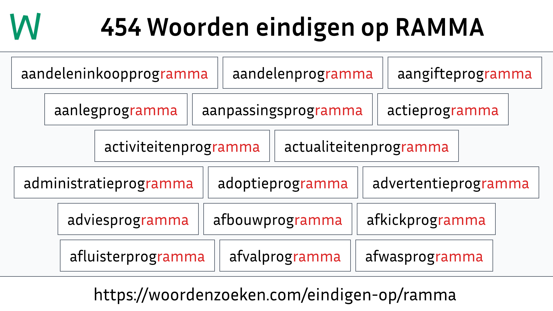 Woorden eindigen op RAMMA