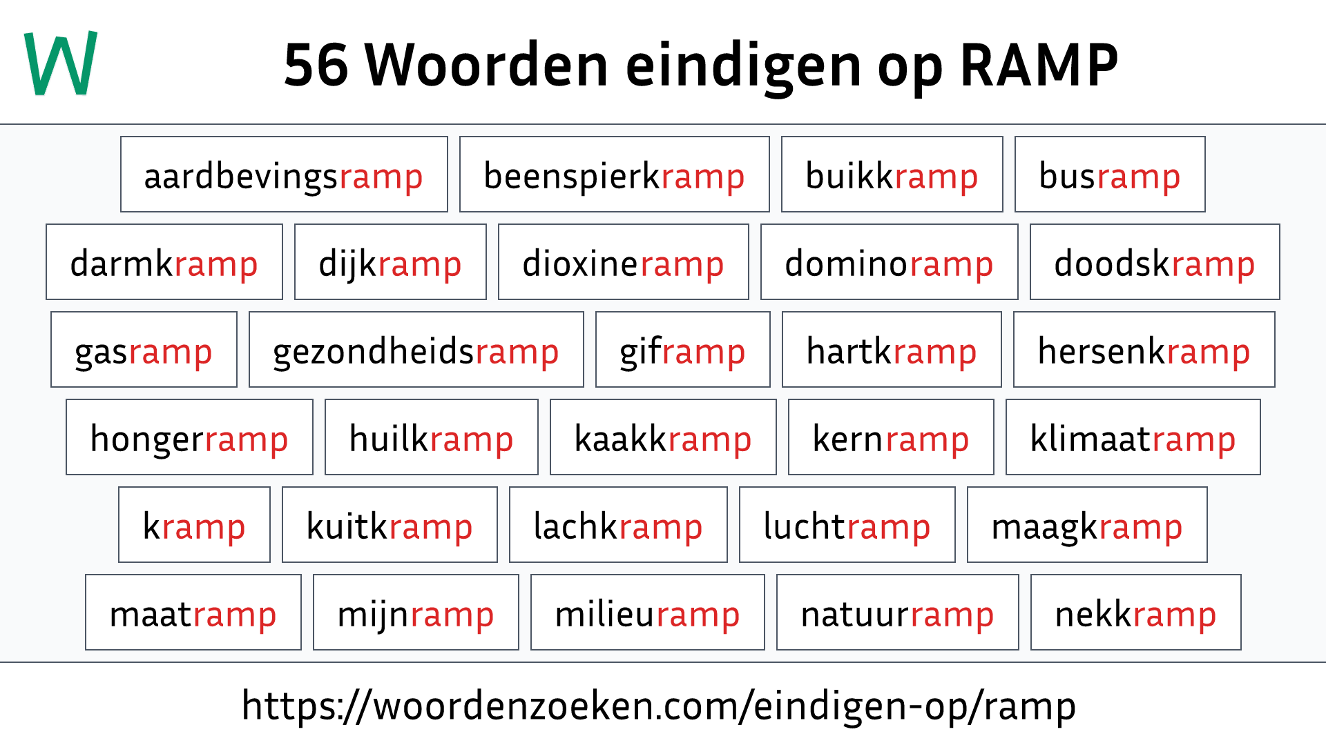 Woorden eindigen op RAMP