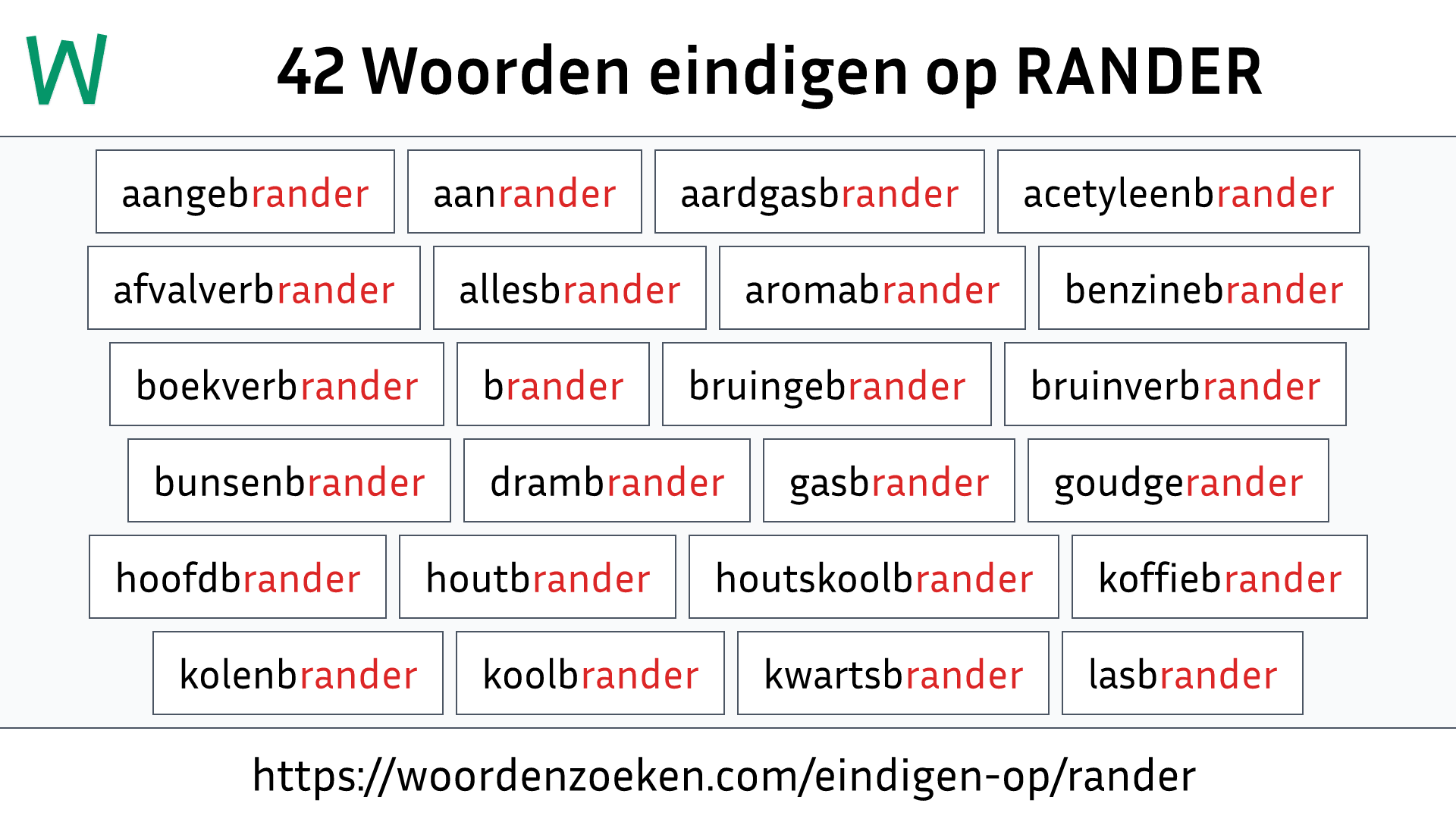 Woorden eindigen op RANDER