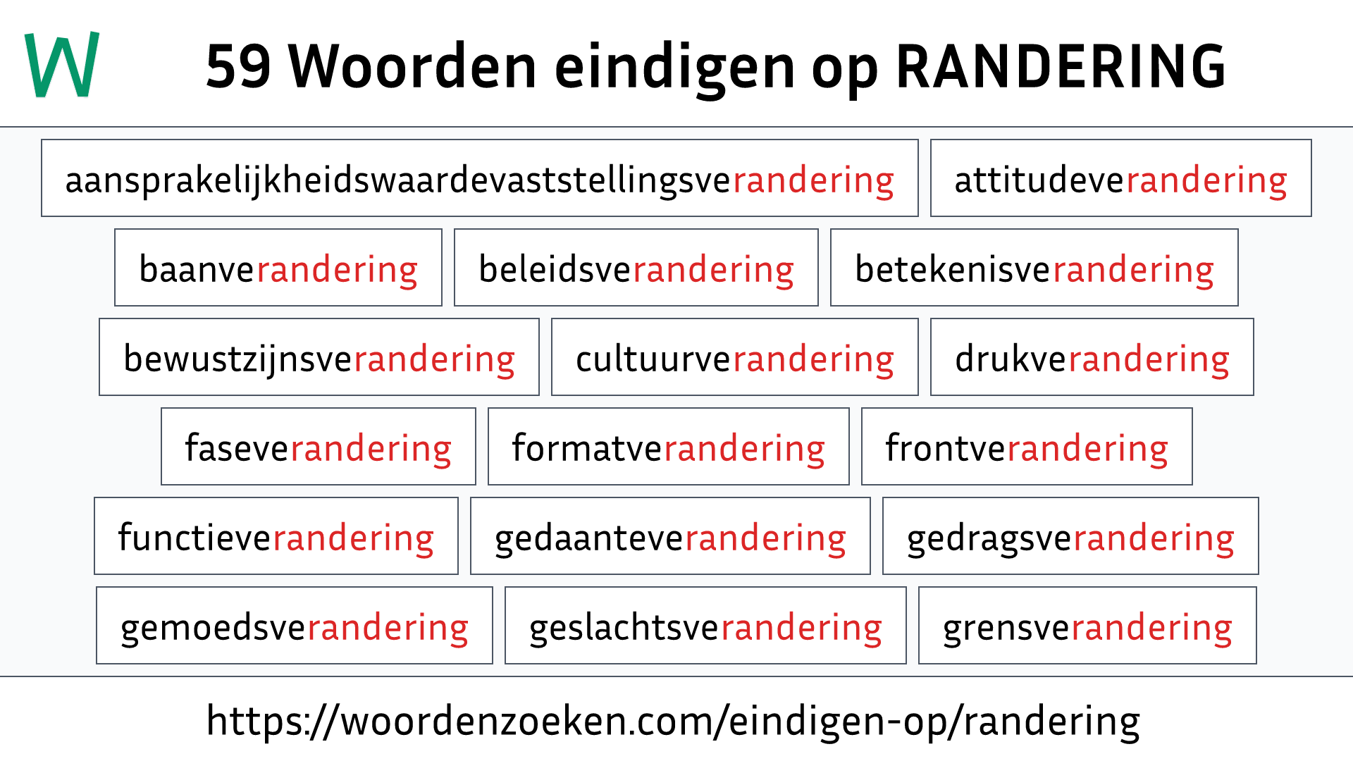 Woorden eindigen op RANDERING