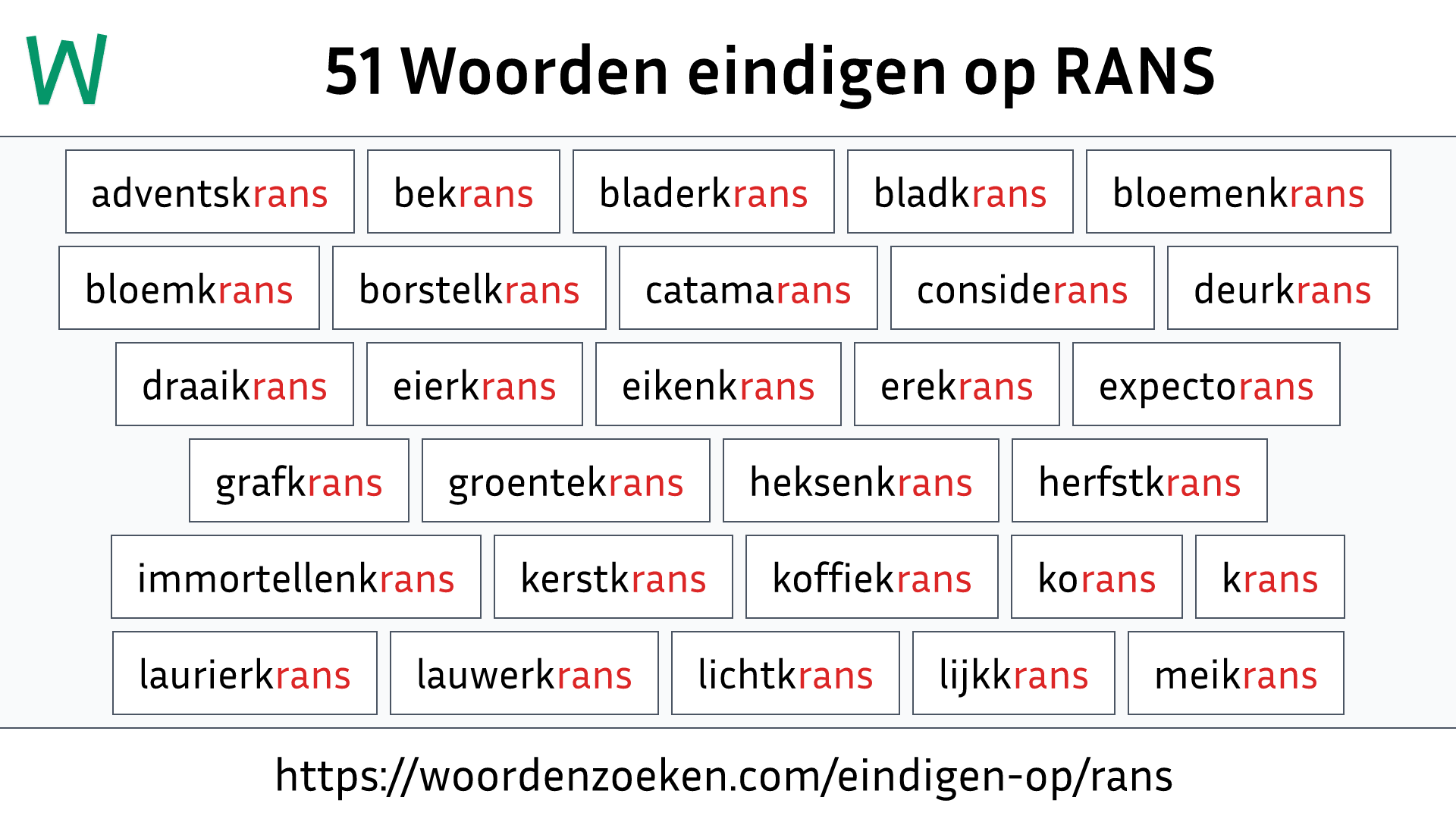 Woorden eindigen op RANS