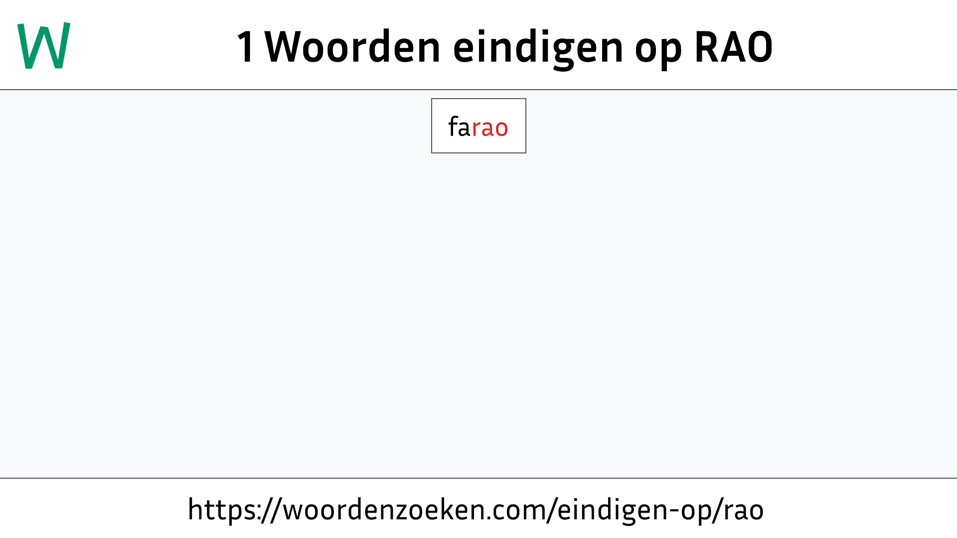 Woorden eindigen op RAO