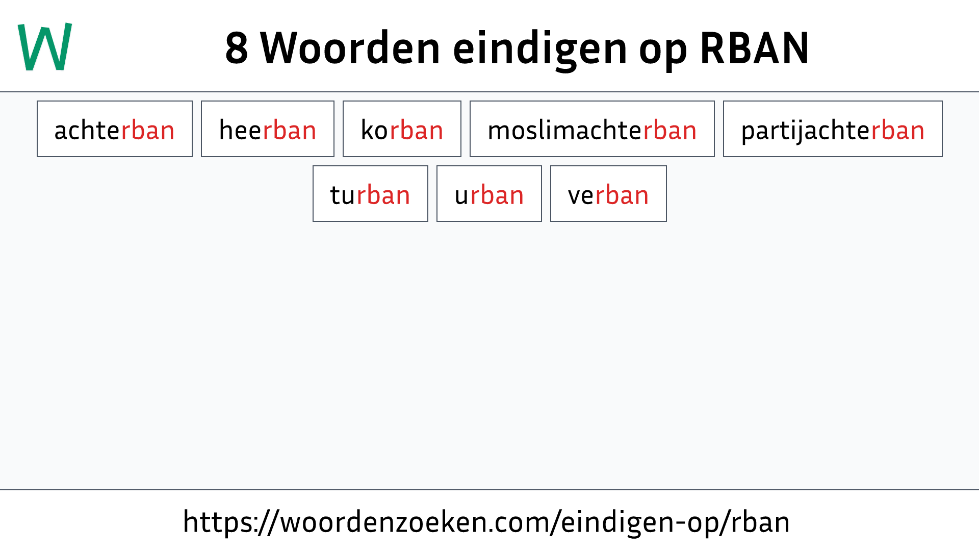 Woorden eindigen op RBAN