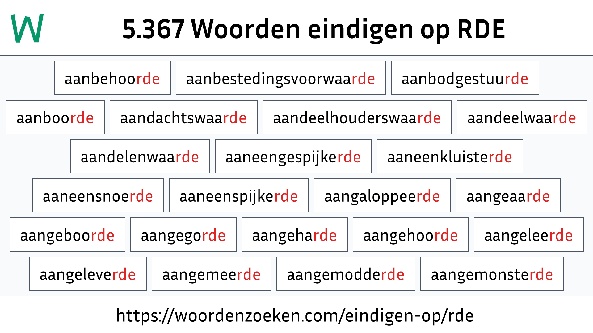 Woorden eindigen op RDE