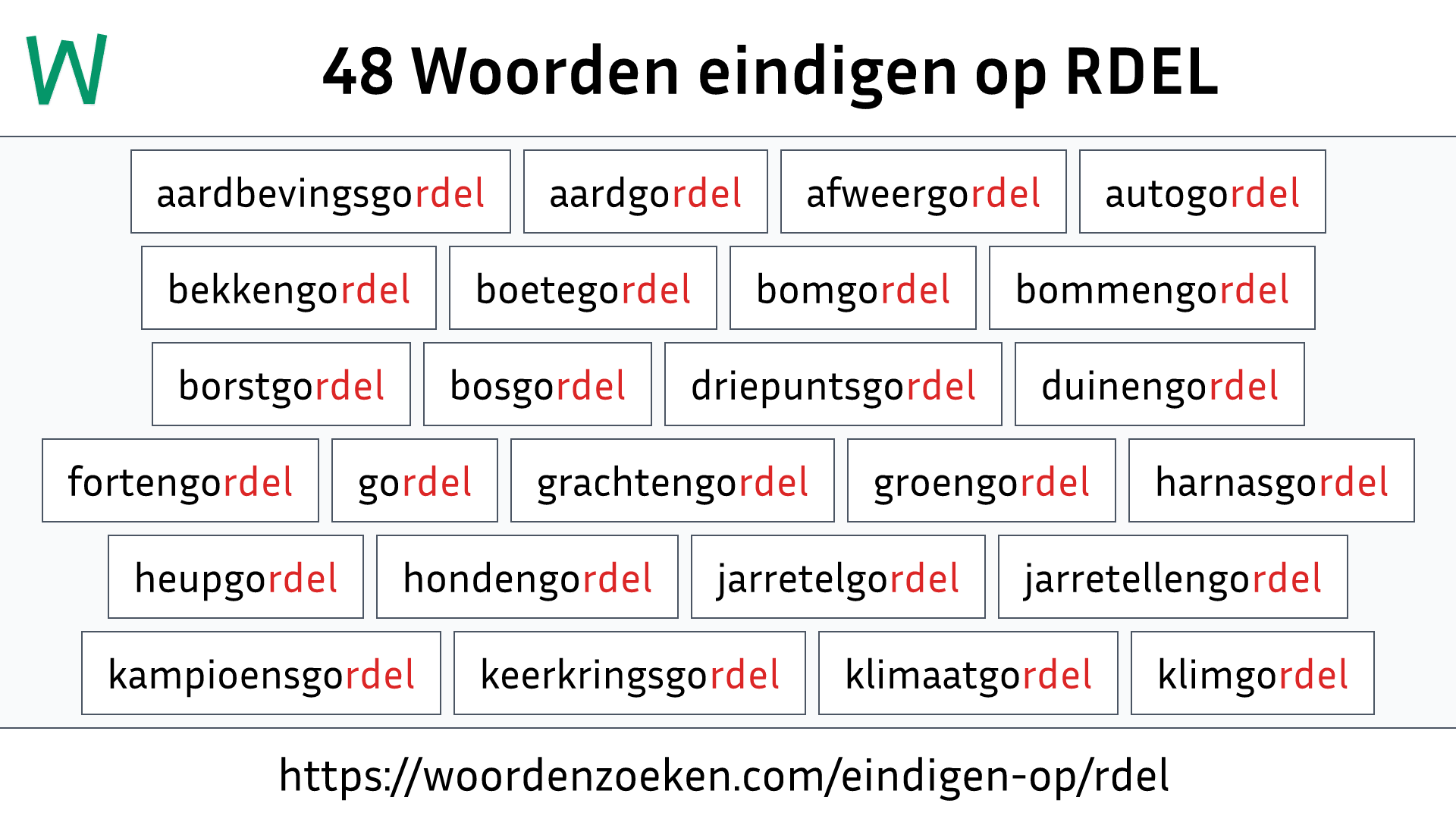Woorden eindigen op RDEL