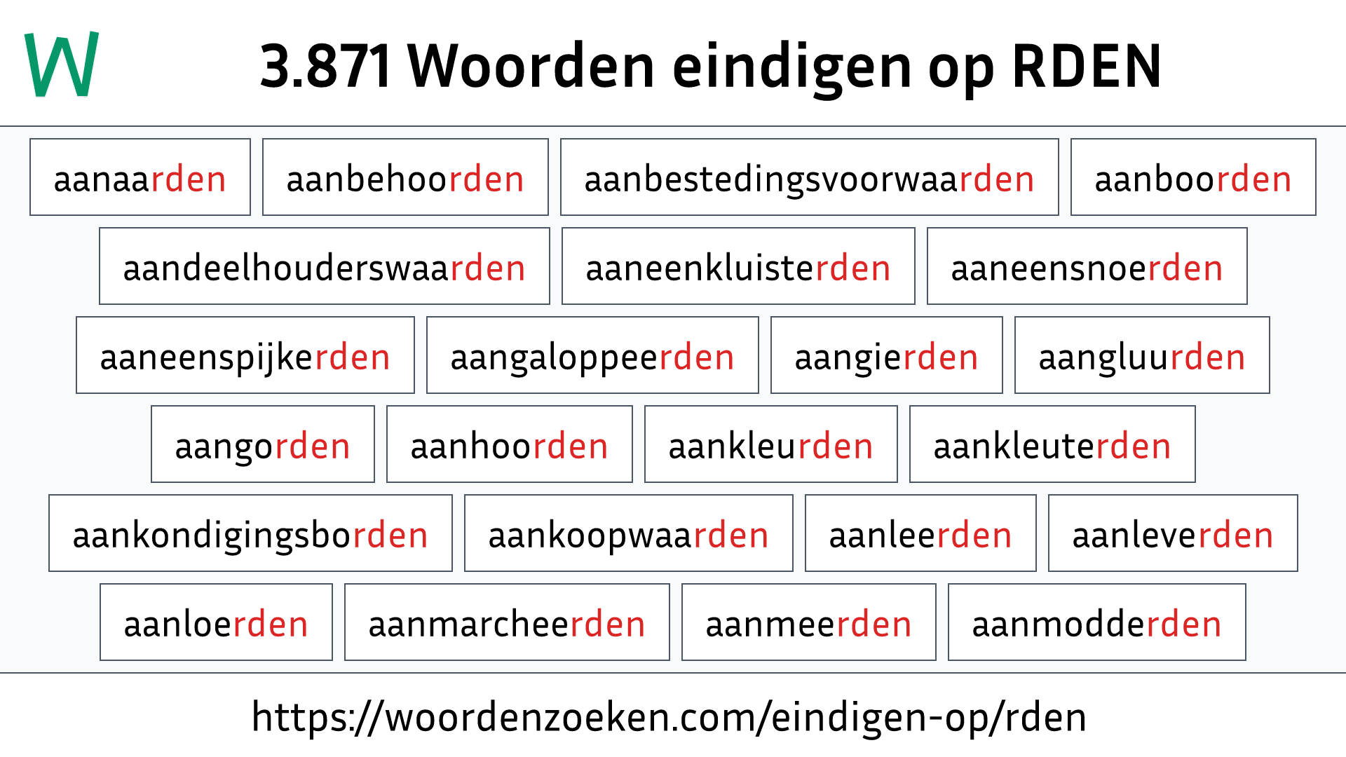 Woorden eindigen op RDEN