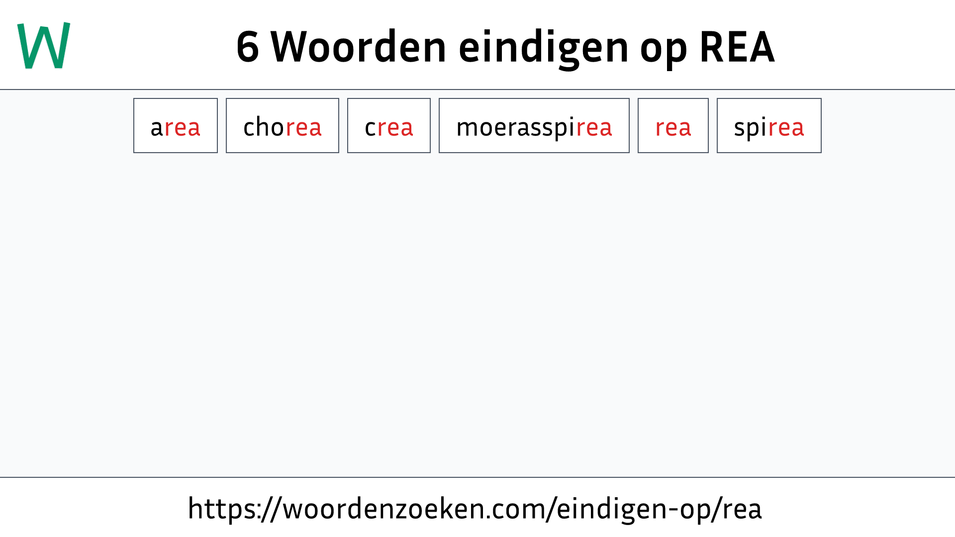 Woorden eindigen op REA