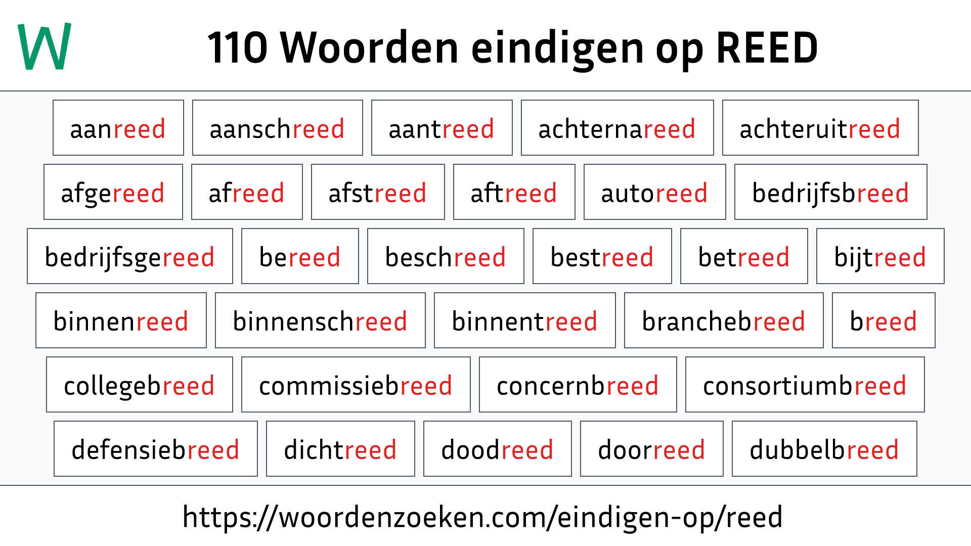 Woorden eindigen op REED