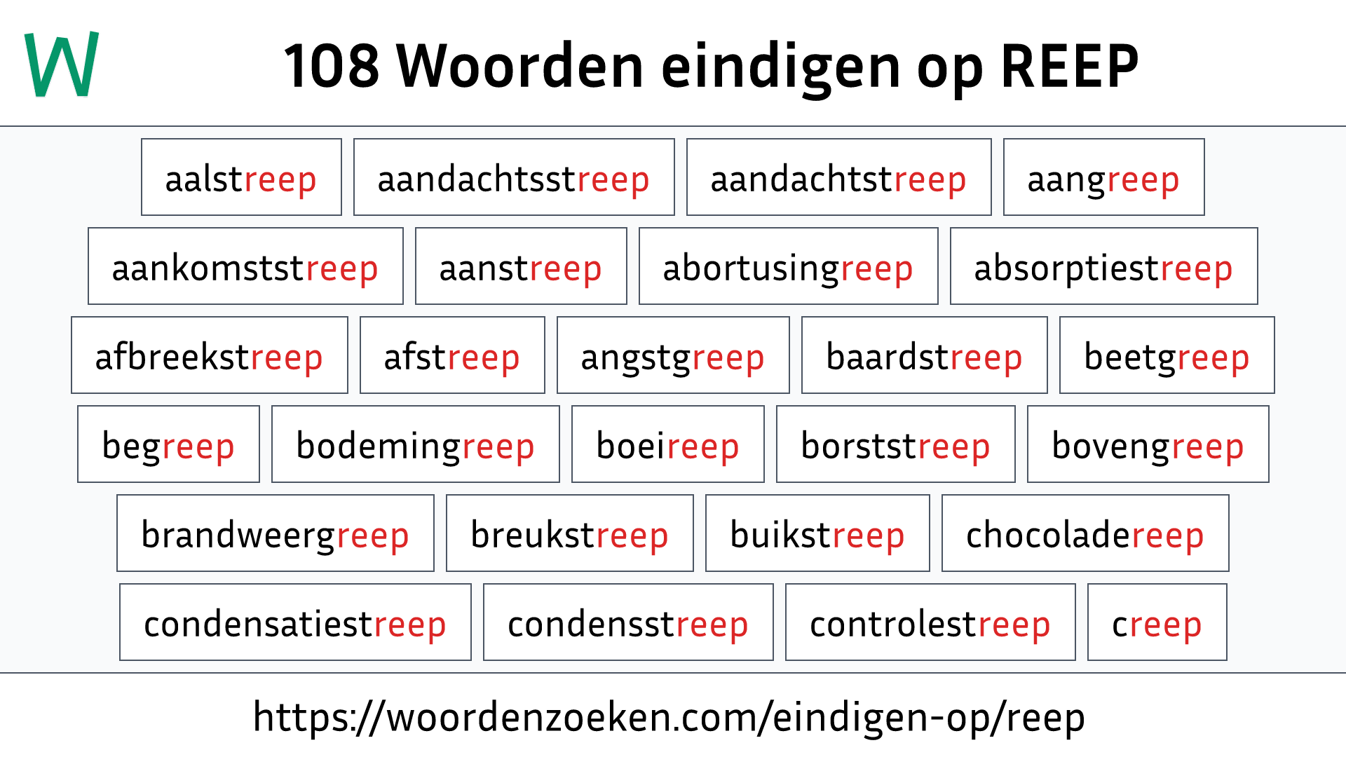 Woorden eindigen op REEP