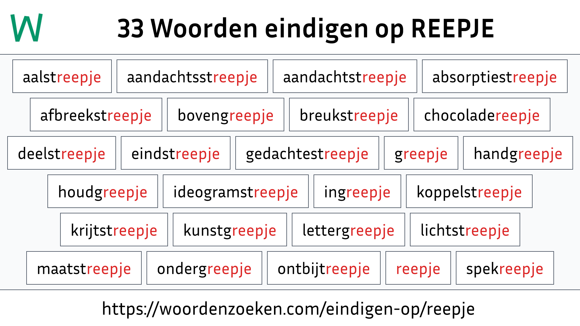 Woorden eindigen op REEPJE