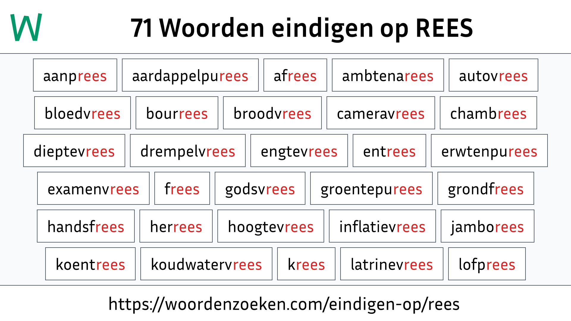 Woorden eindigen op REES