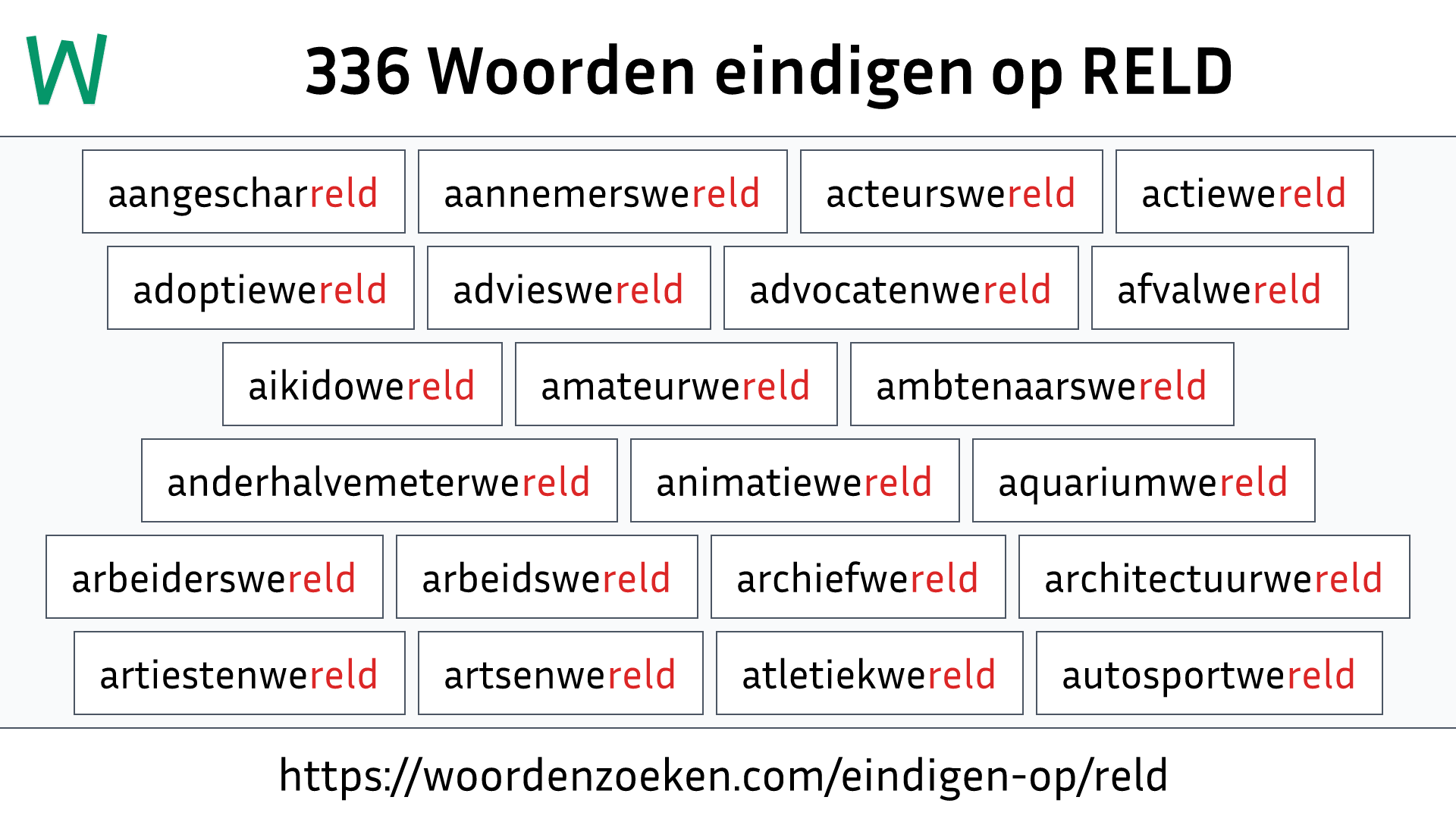 Woorden eindigen op RELD