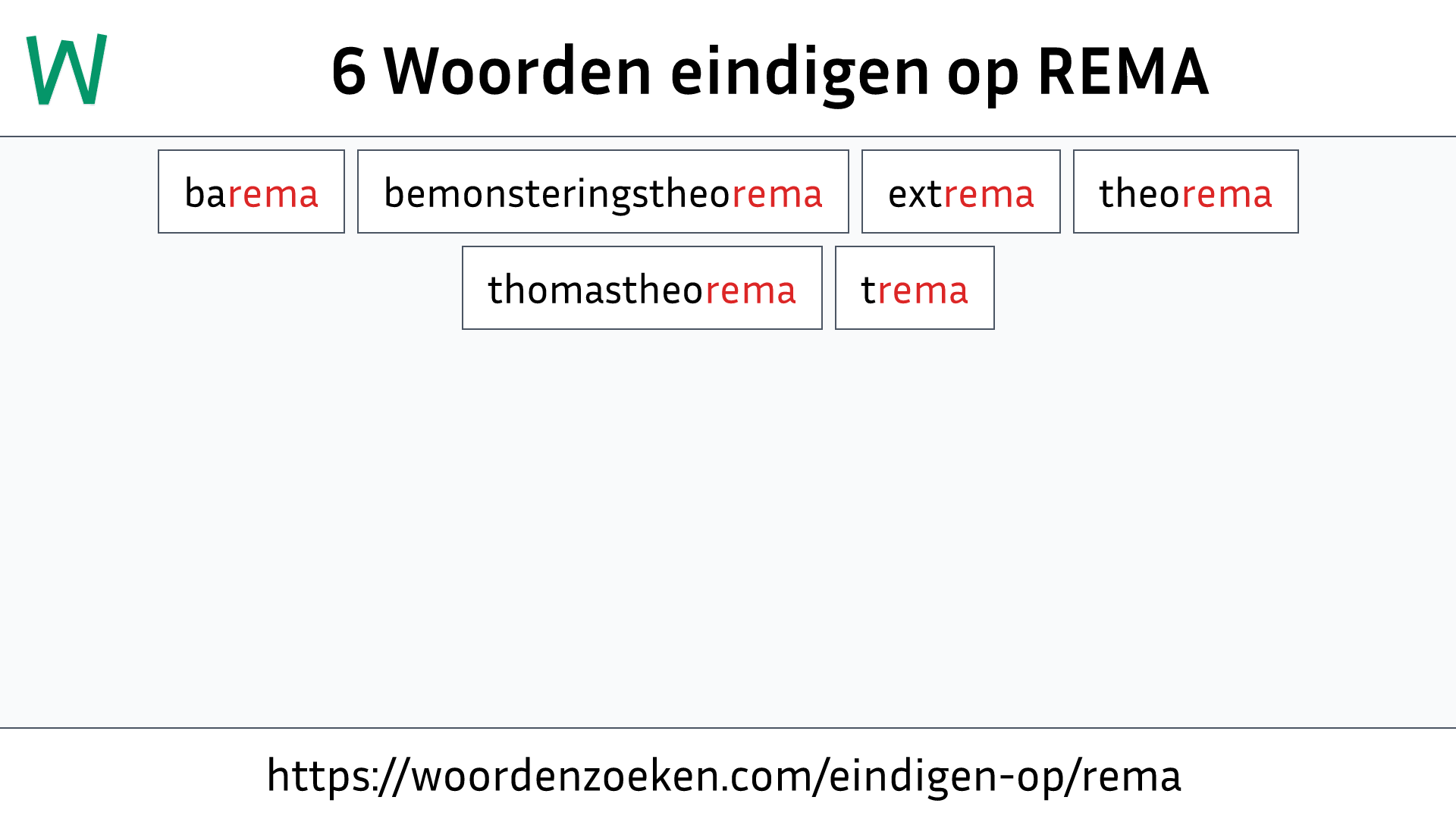 Woorden eindigen op REMA