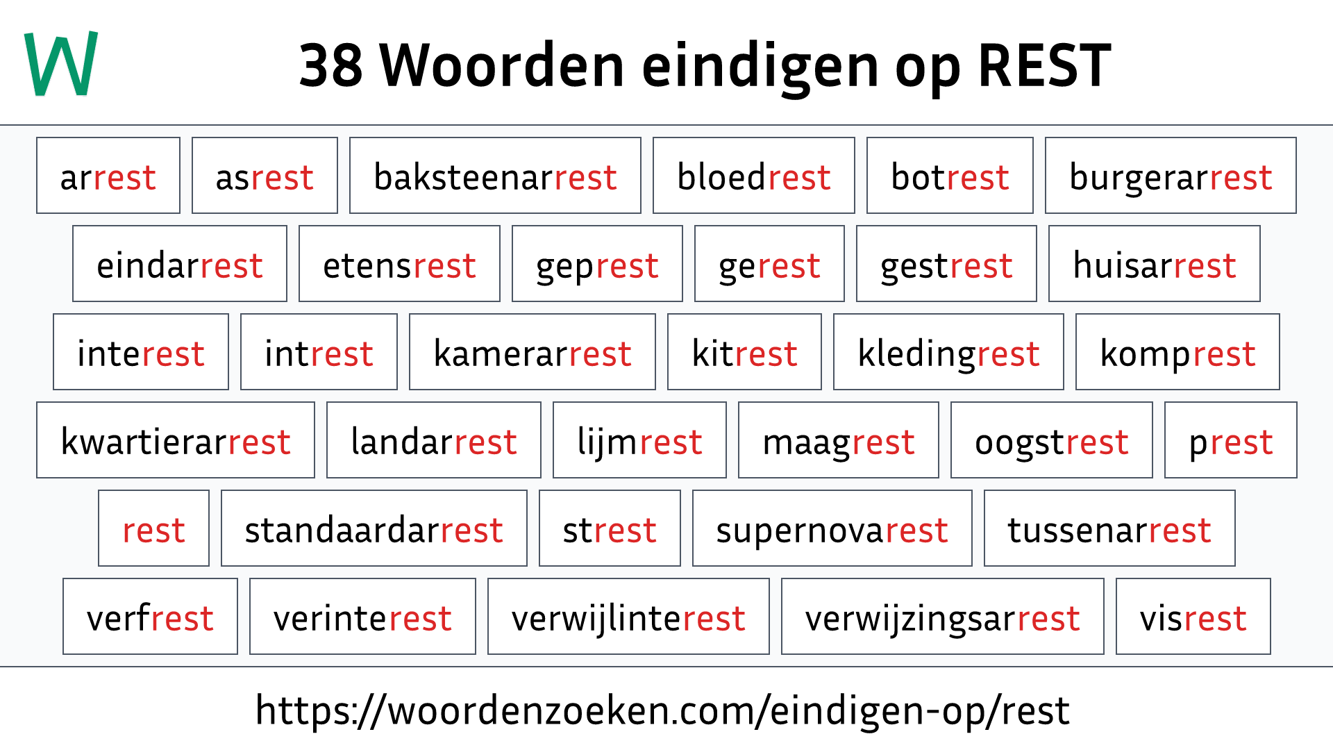 Woorden eindigen op REST